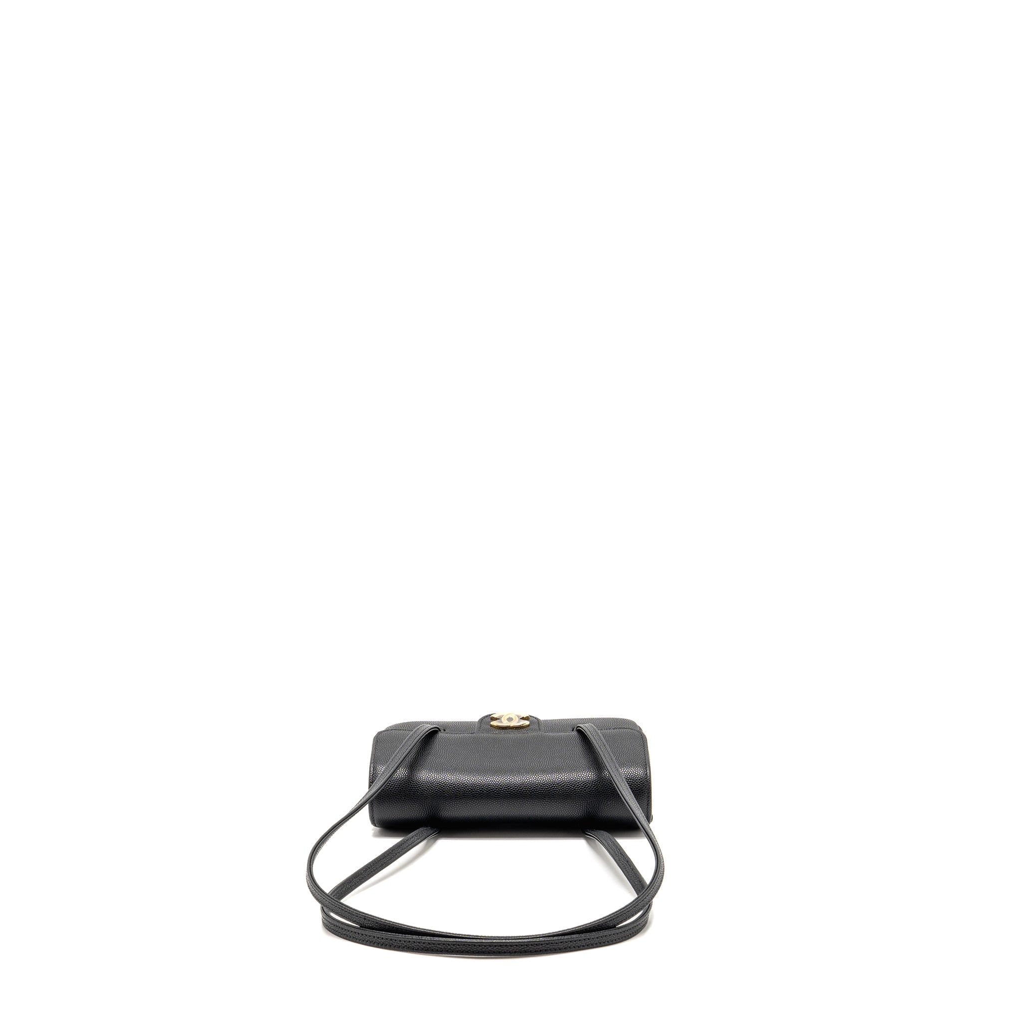 CHANEL 26P PREPPY COCO CLUTCH SHOULDER BAG CAVIAR BLACK GHW (MICROCHIP)