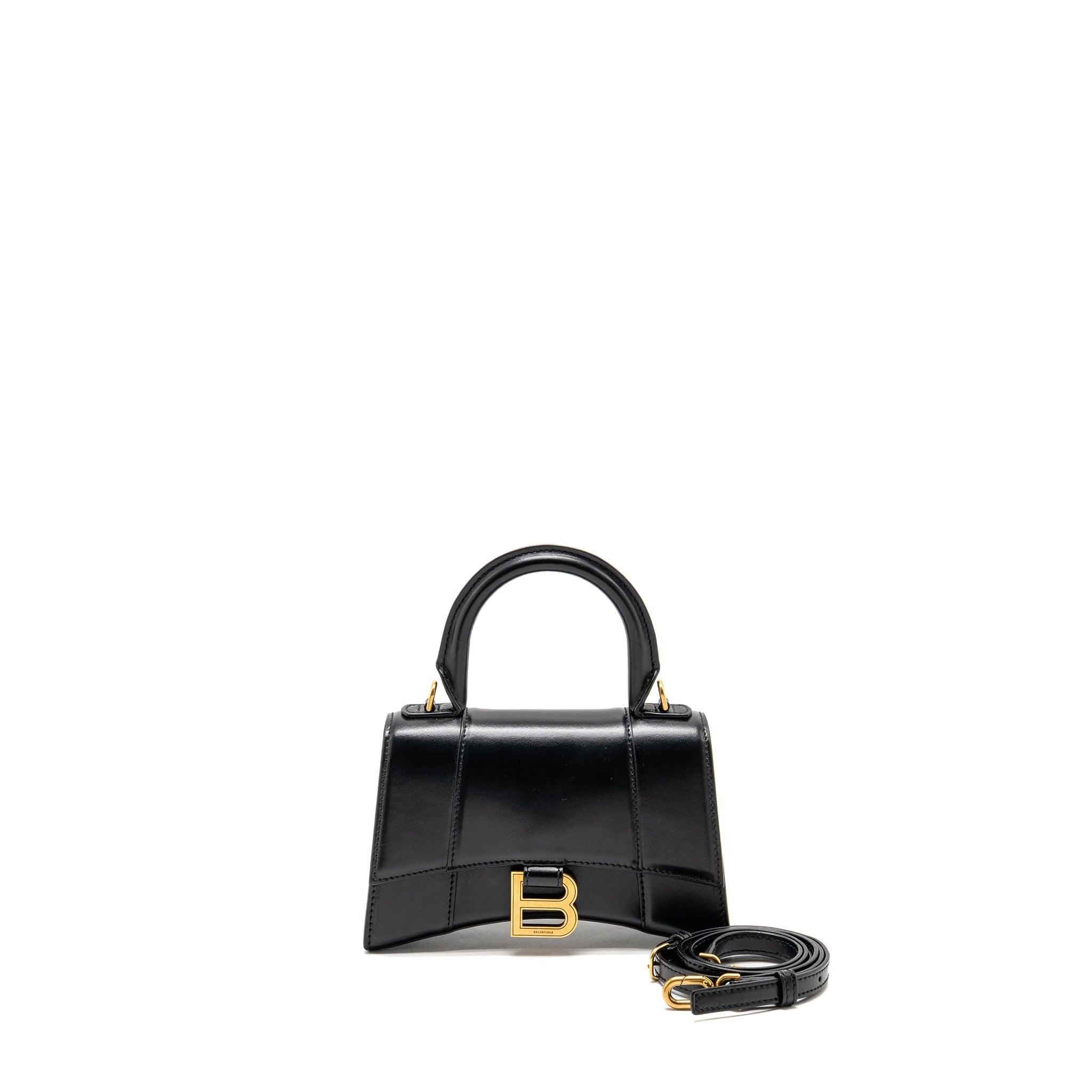 BALENCIAGA HOURGLASS BAG XS CALFSKIN BLACK GHW
