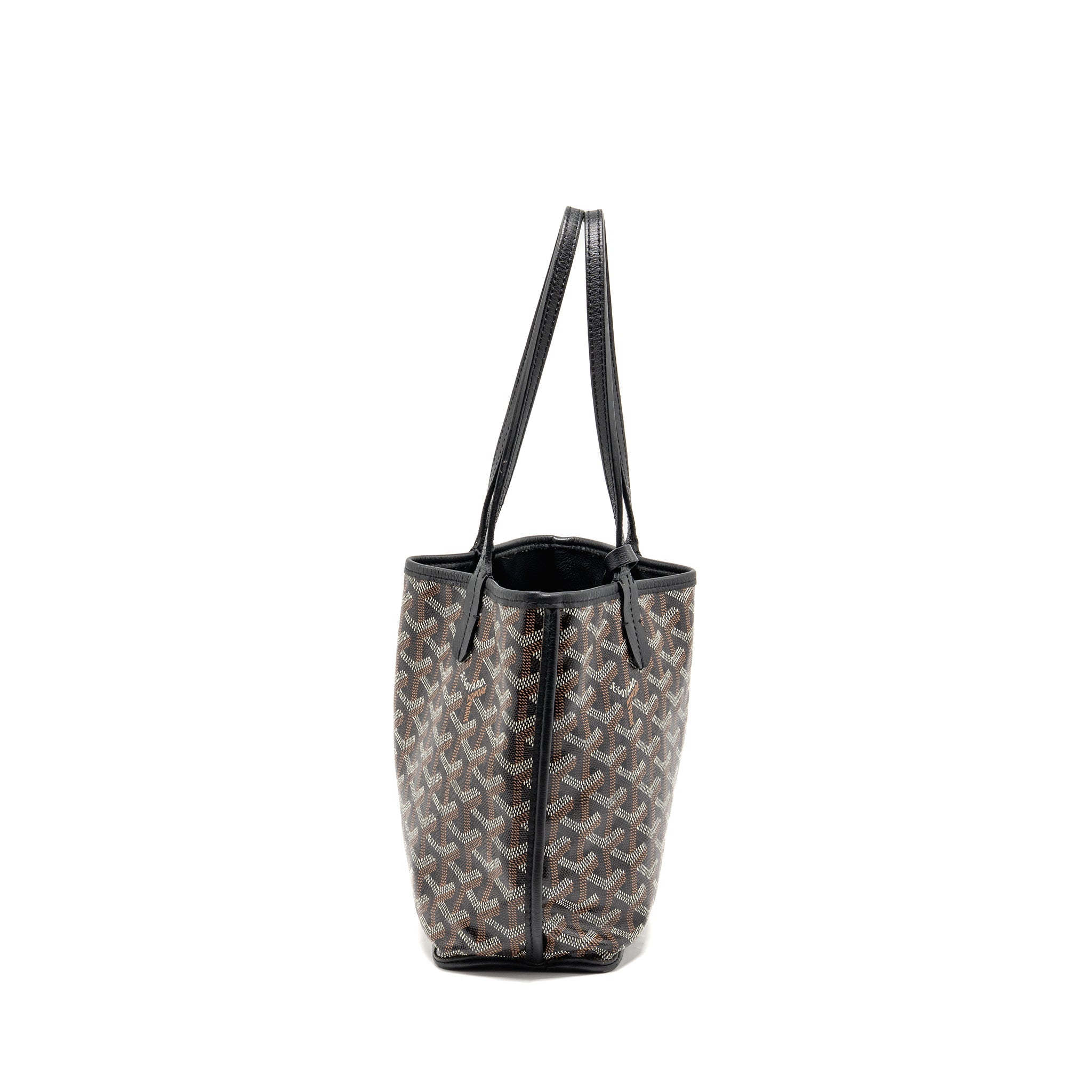 GOYARD MINI ANJOU TOTE GOYARDINE CANVAS/ CALFSKIN BLACK SHW
