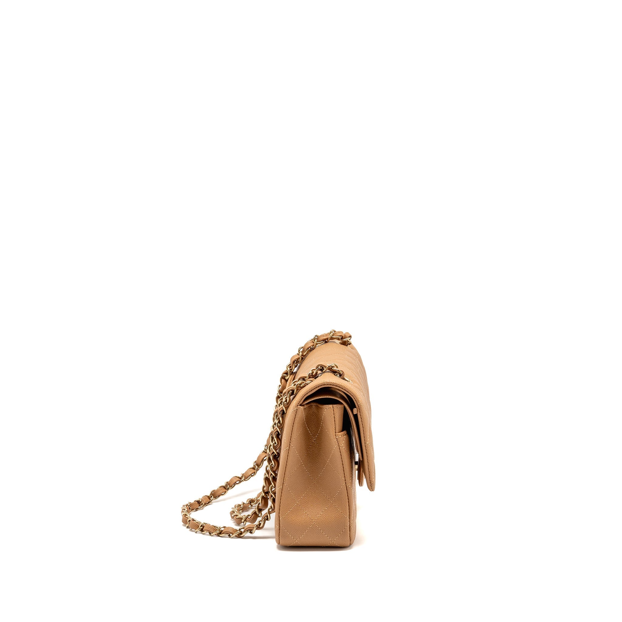 CHANEL MEDIUM CLASSIC DOUBLE FLAP BAG CAVIAR CARAMEL LGHW(MICROCHIP)