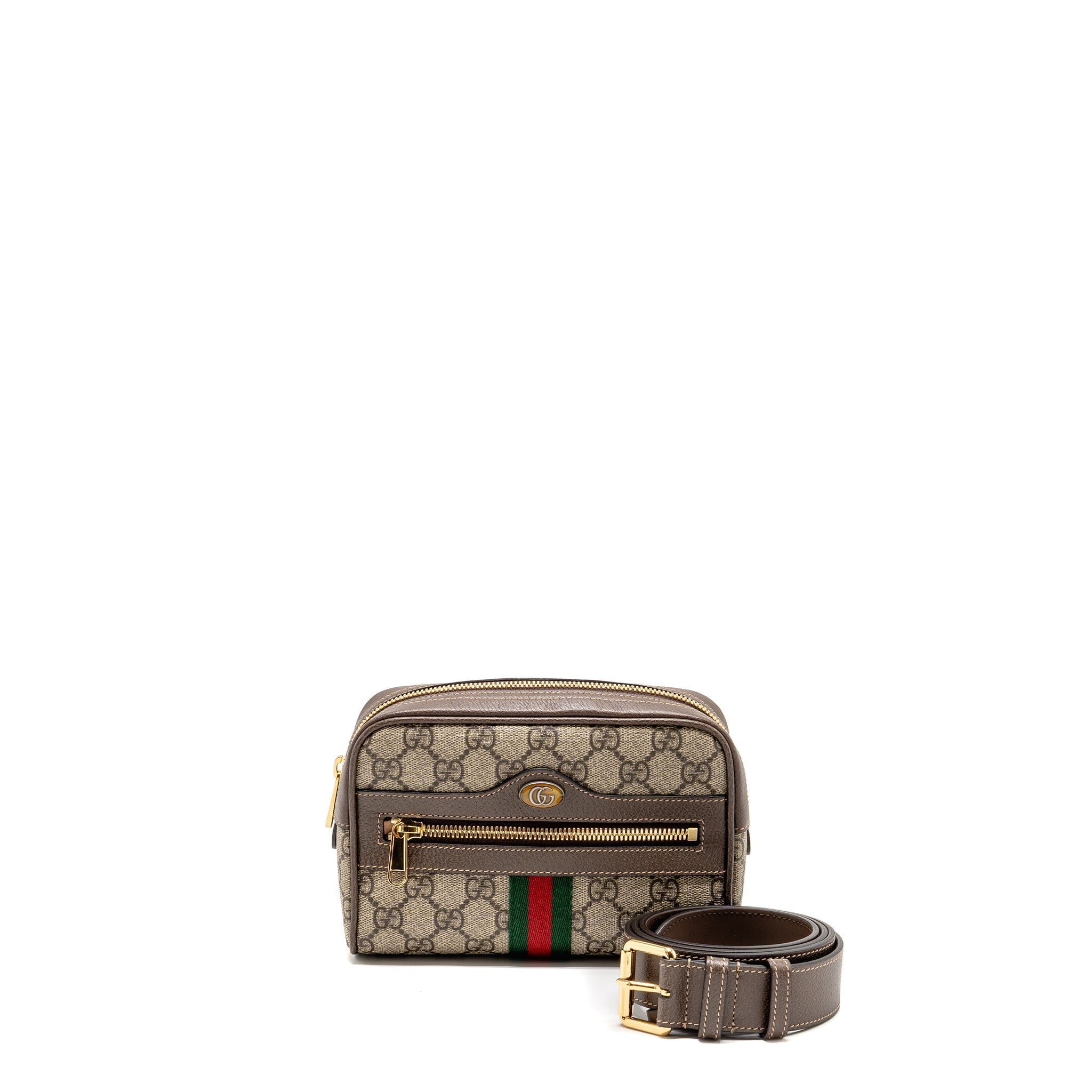 GUCCI SIZE 85 OPHIDIA SMALL BELT BAG GG SUPREME CANVAS GHW