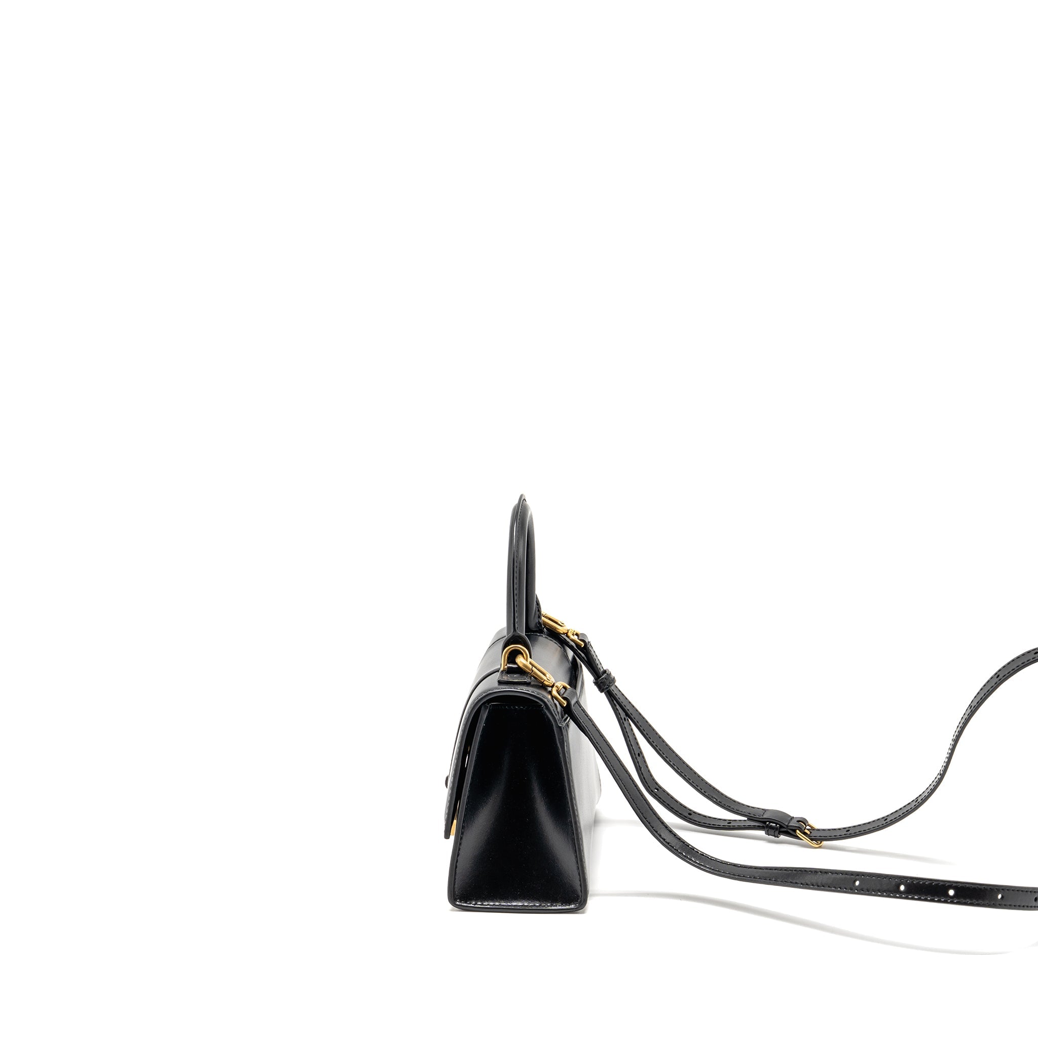 BALENCIAGA HOURGLASS BAG XS CALFSKIN BLACK GHW