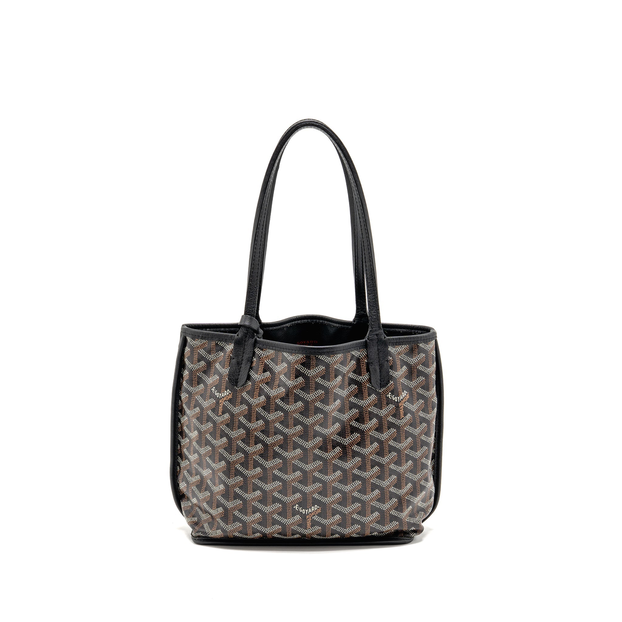 GOYARD MINI ANJOU TOTE GOYARDINE CANVAS/ CALFSKIN BLACK SHW