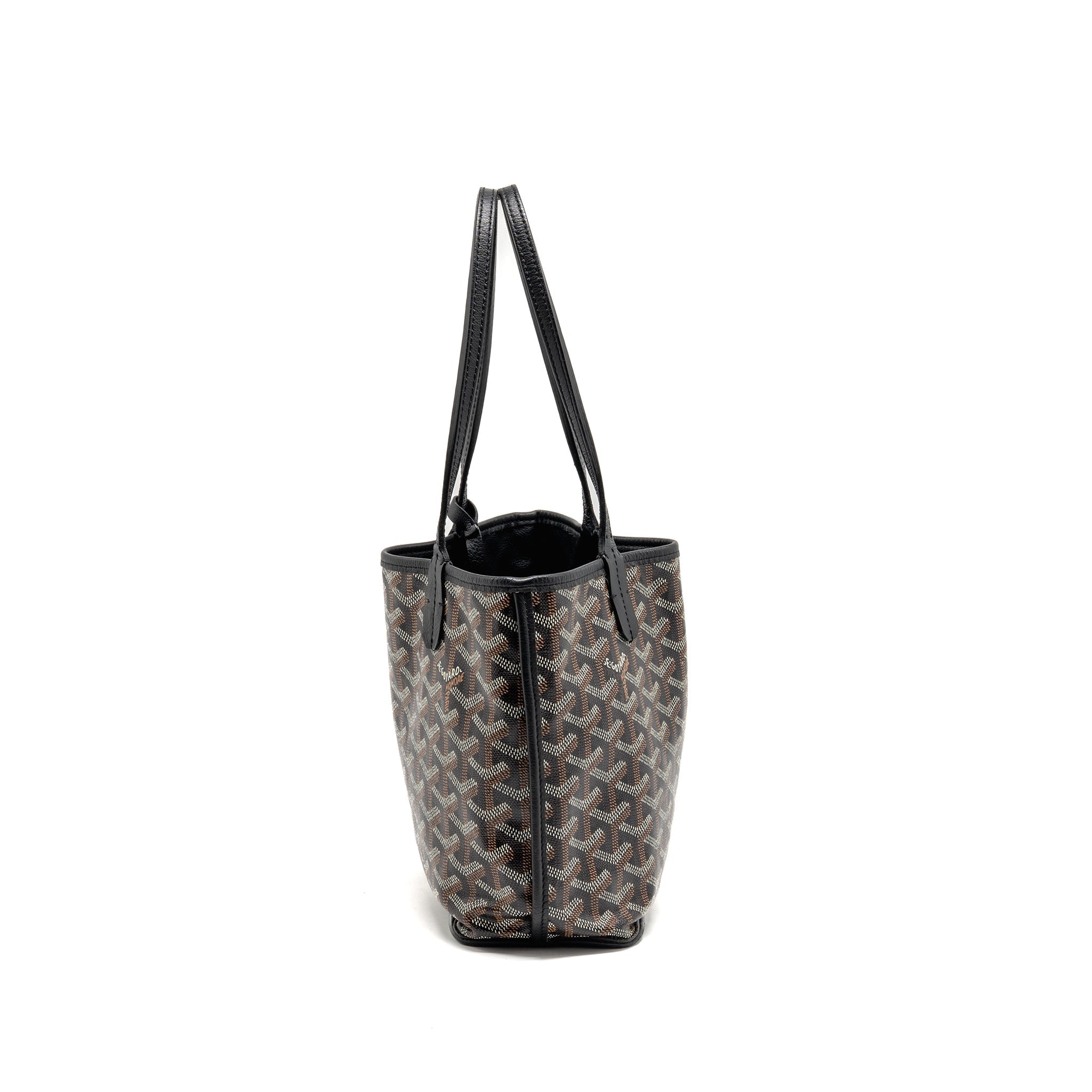 GOYARD MINI ANJOU TOTE GOYARDINE CANVAS/ CALFSKIN BLACK SHW