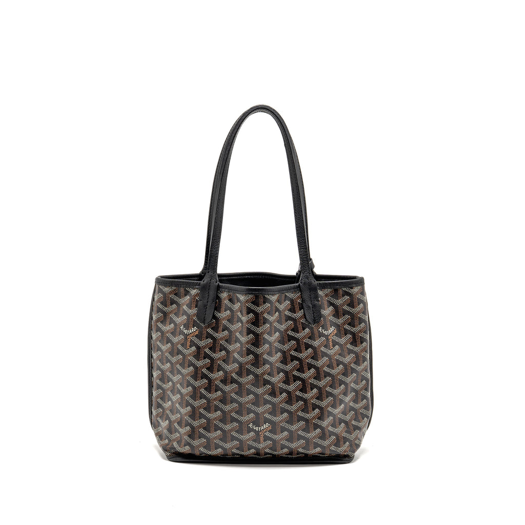 GOYARD MINI ANJOU TOTE GOYARDINE CANVAS/ CALFSKIN BLACK SHW
