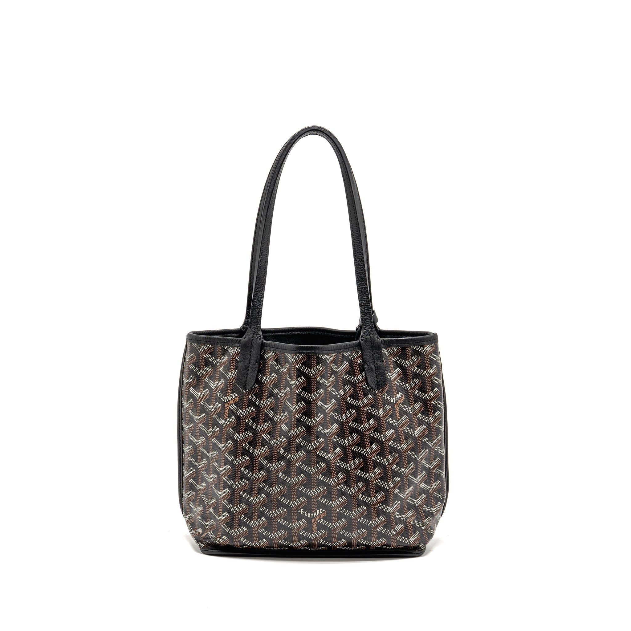 GOYARD MINI ANJOU TOTE GOYARDINE CANVAS/ CALFSKIN BLACK SHW