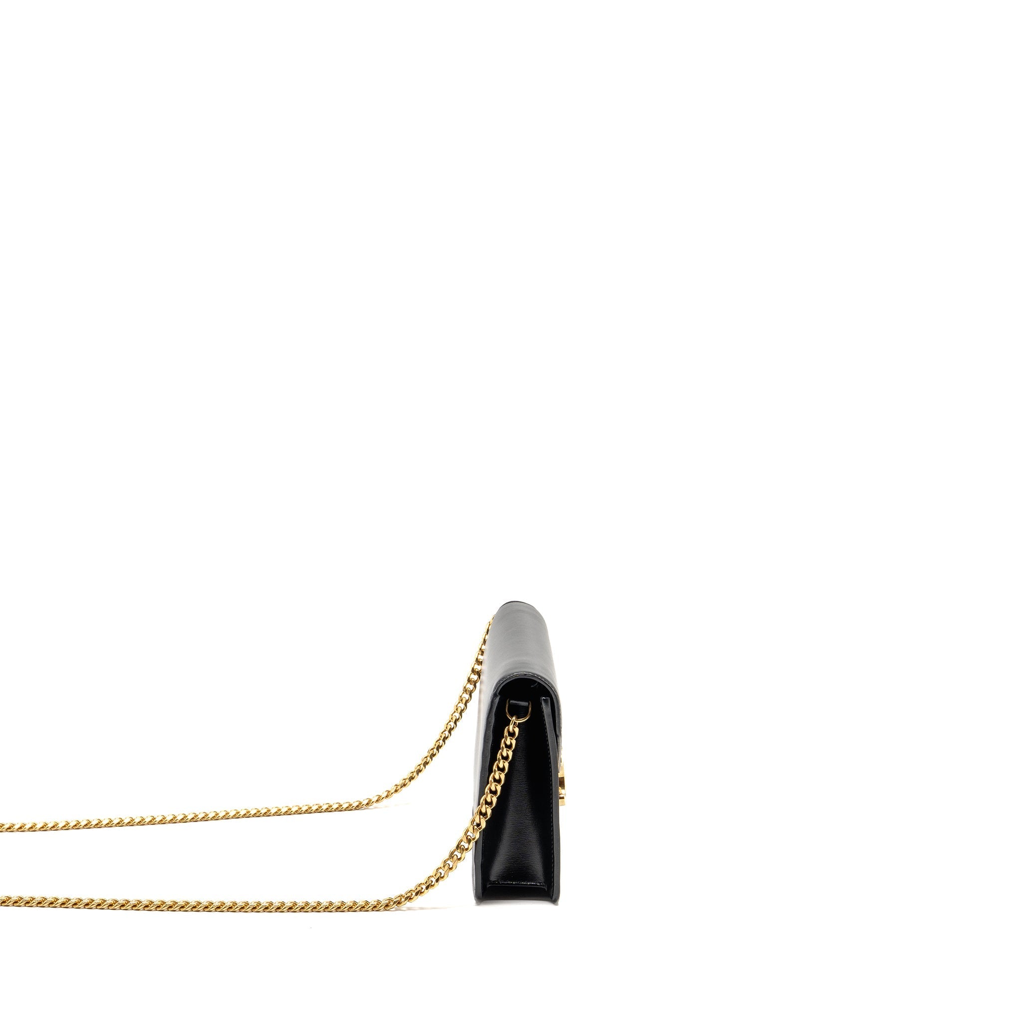 CELINE WALLET ON CHAIN MARGO SHINY CALFSKIN BLACK GHW