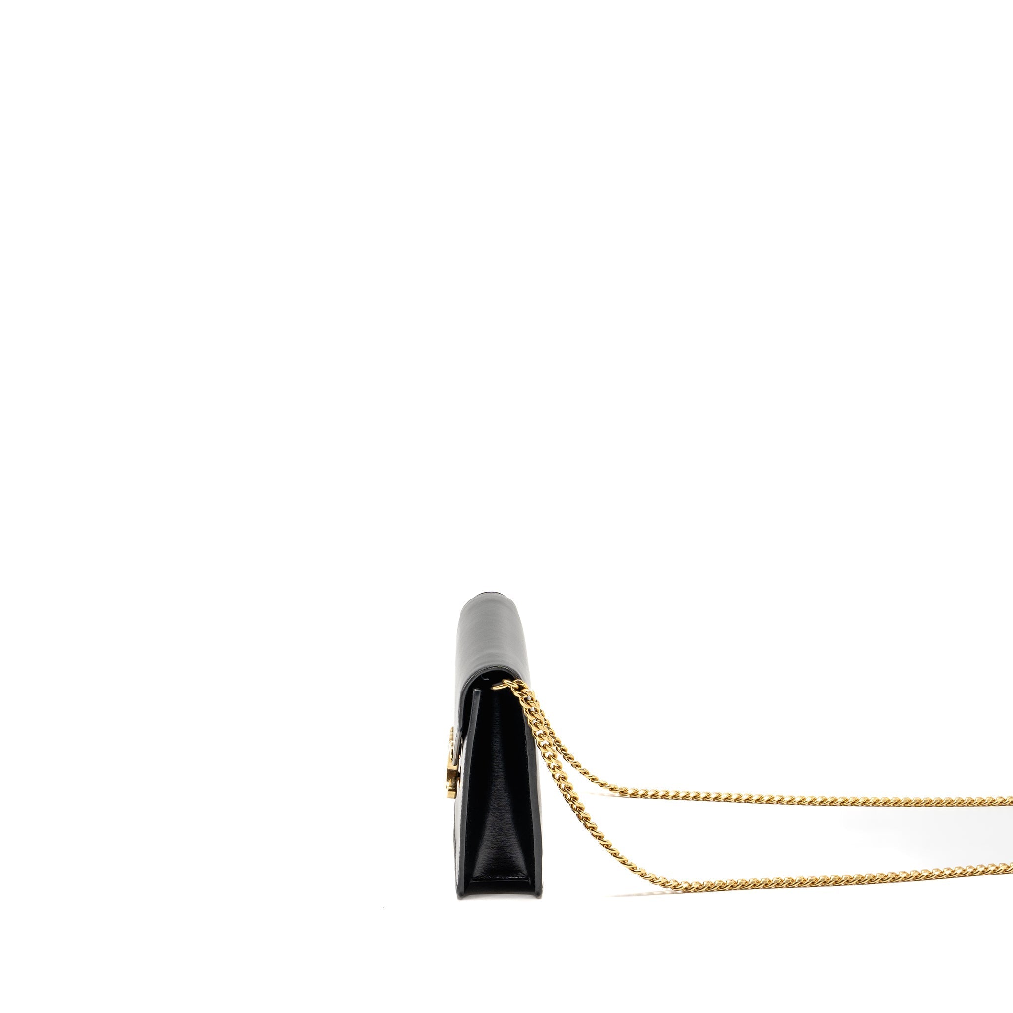 CELINE WALLET ON CHAIN MARGO SHINY CALFSKIN BLACK GHW