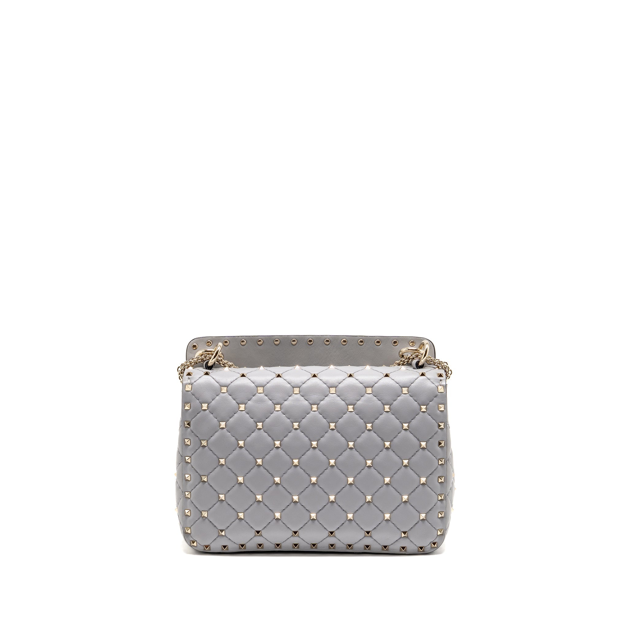 VALENTINO MEDIUM ROCKSTUD SPIKE BAG LAMBSKIN NAPPA LIGHT GREY LGHW