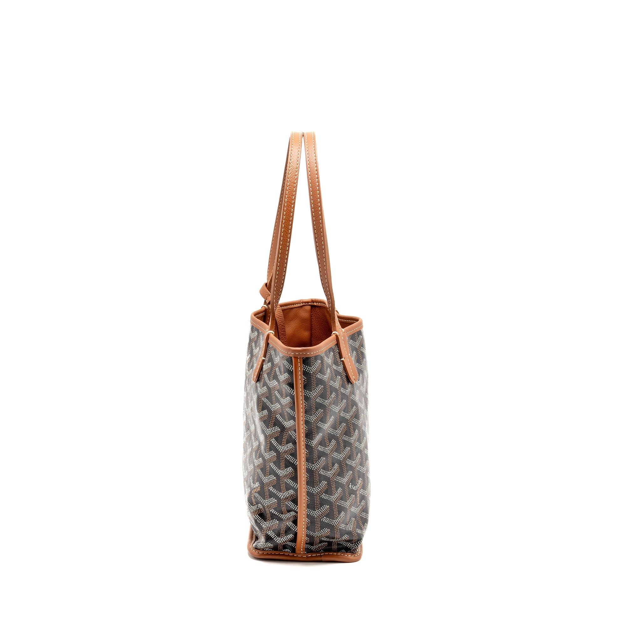 GOYARD MINI ANJOU TOTE GOYARDLINE CANVAS/LEATHER TAN/BLACK SHW