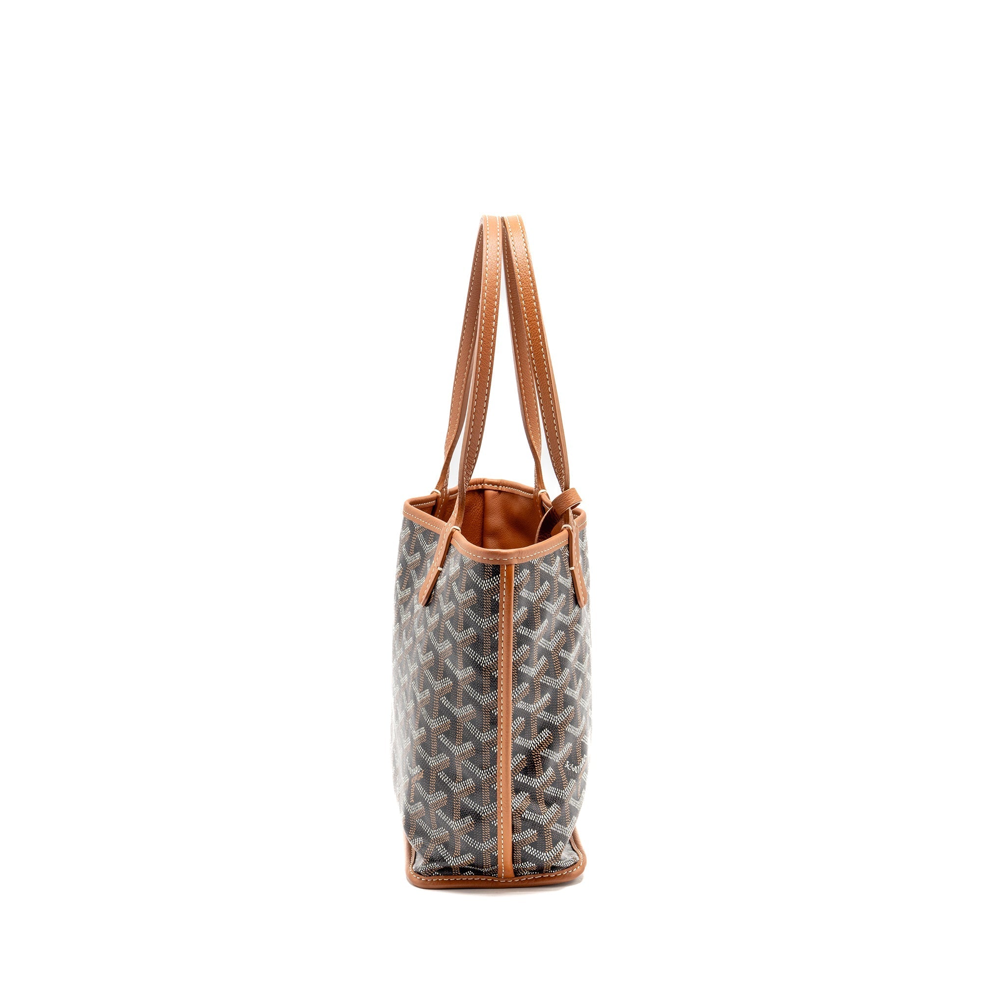 GOYARD MINI ANJOU TOTE GOYARDLINE CANVAS/LEATHER TAN/BLACK SHW