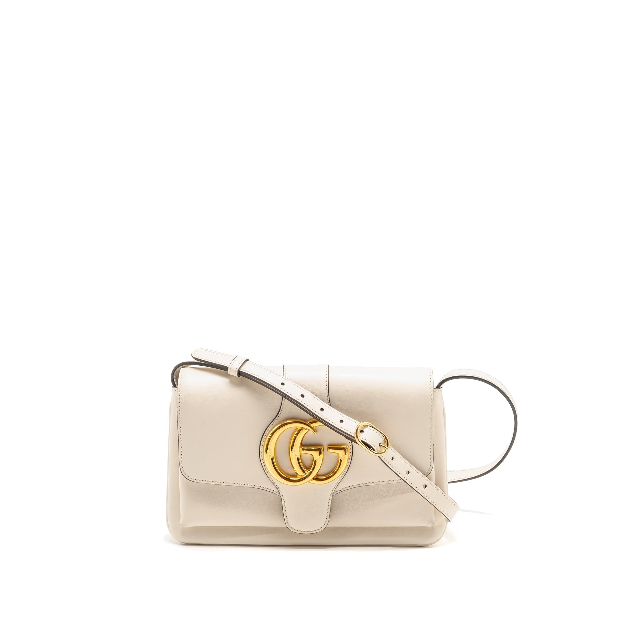 GUCCI SMALL ARLI FLAP BAG CALFSKIN WHITE GHW