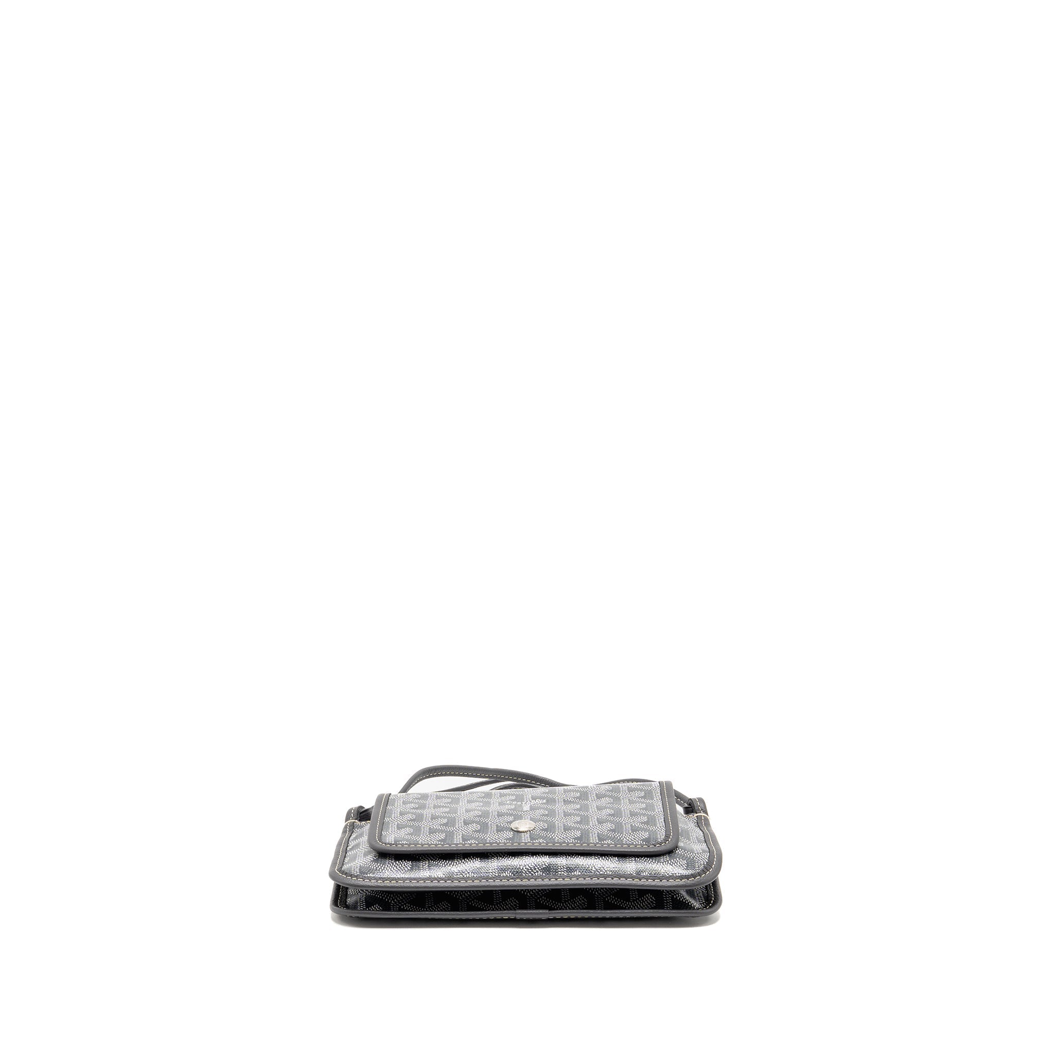 GOYARD PORTEFEUILLE POCHETTE PLUMET GOYARDINE CANVAS / CALFSKIN GREY SHW