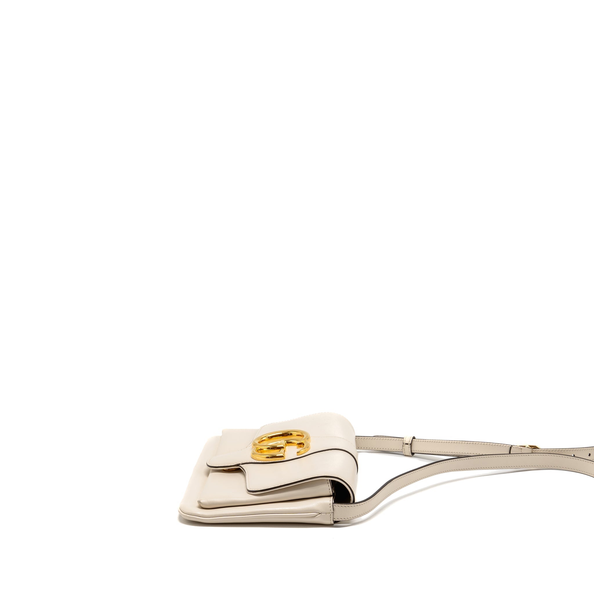 GUCCI SMALL ARLI FLAP BAG CALFSKIN WHITE GHW