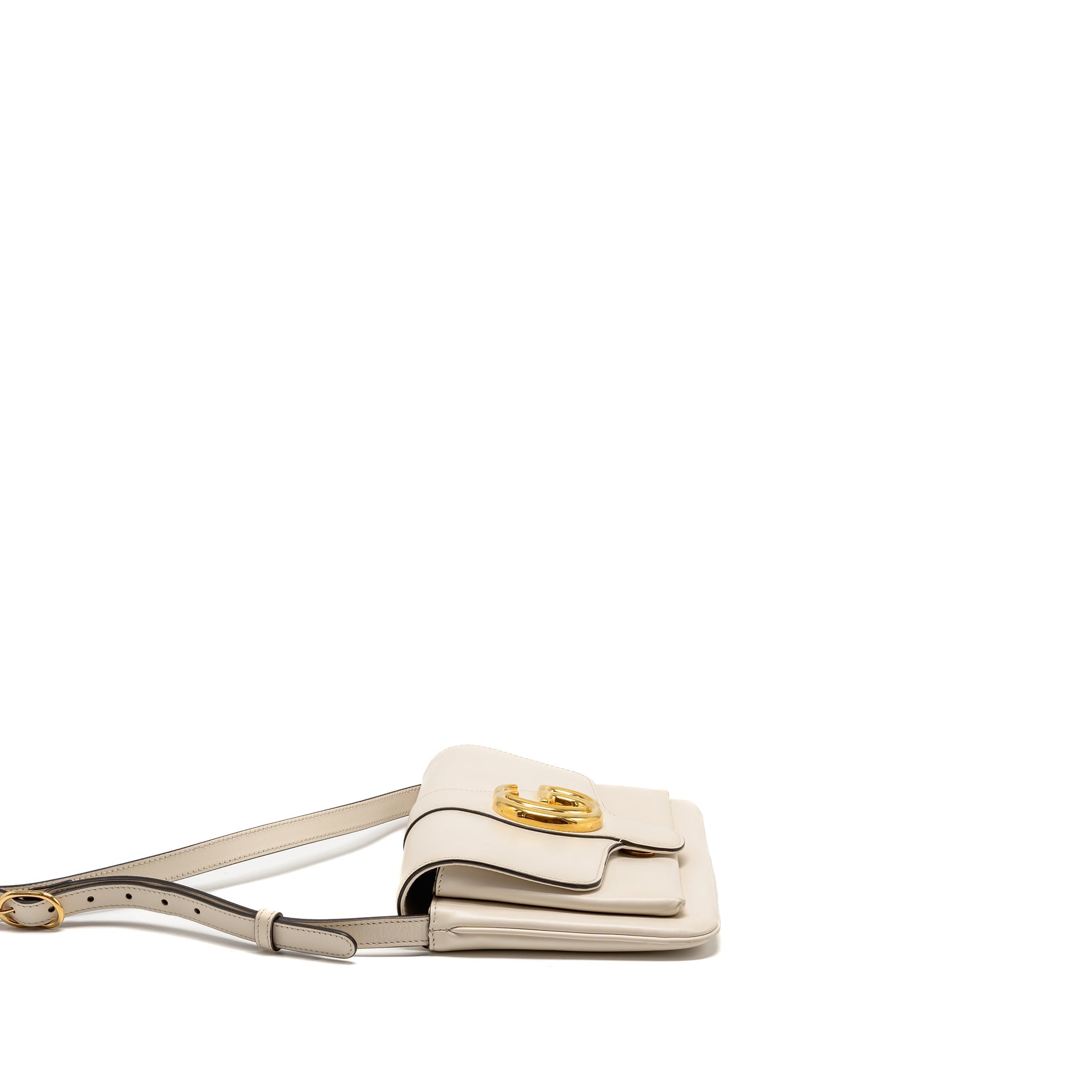 GUCCI SMALL ARLI FLAP BAG CALFSKIN WHITE GHW