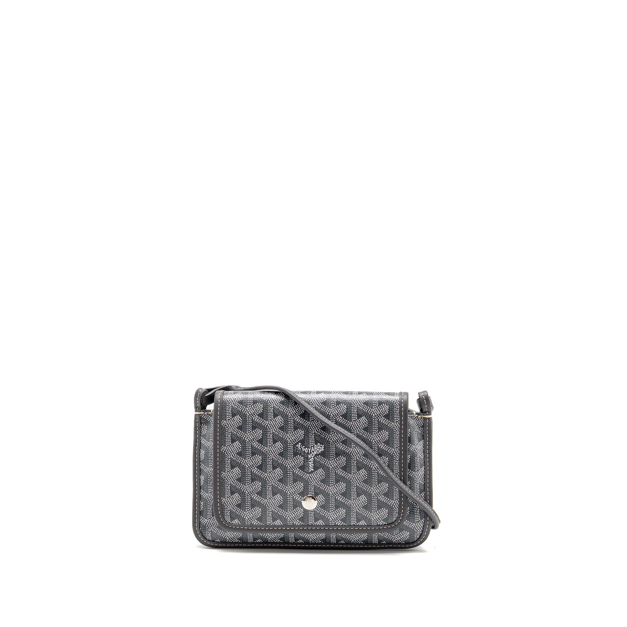 GOYARD PORTEFEUILLE POCHETTE PLUMET GOYARDINE CANVAS / CALFSKIN GREY SHW