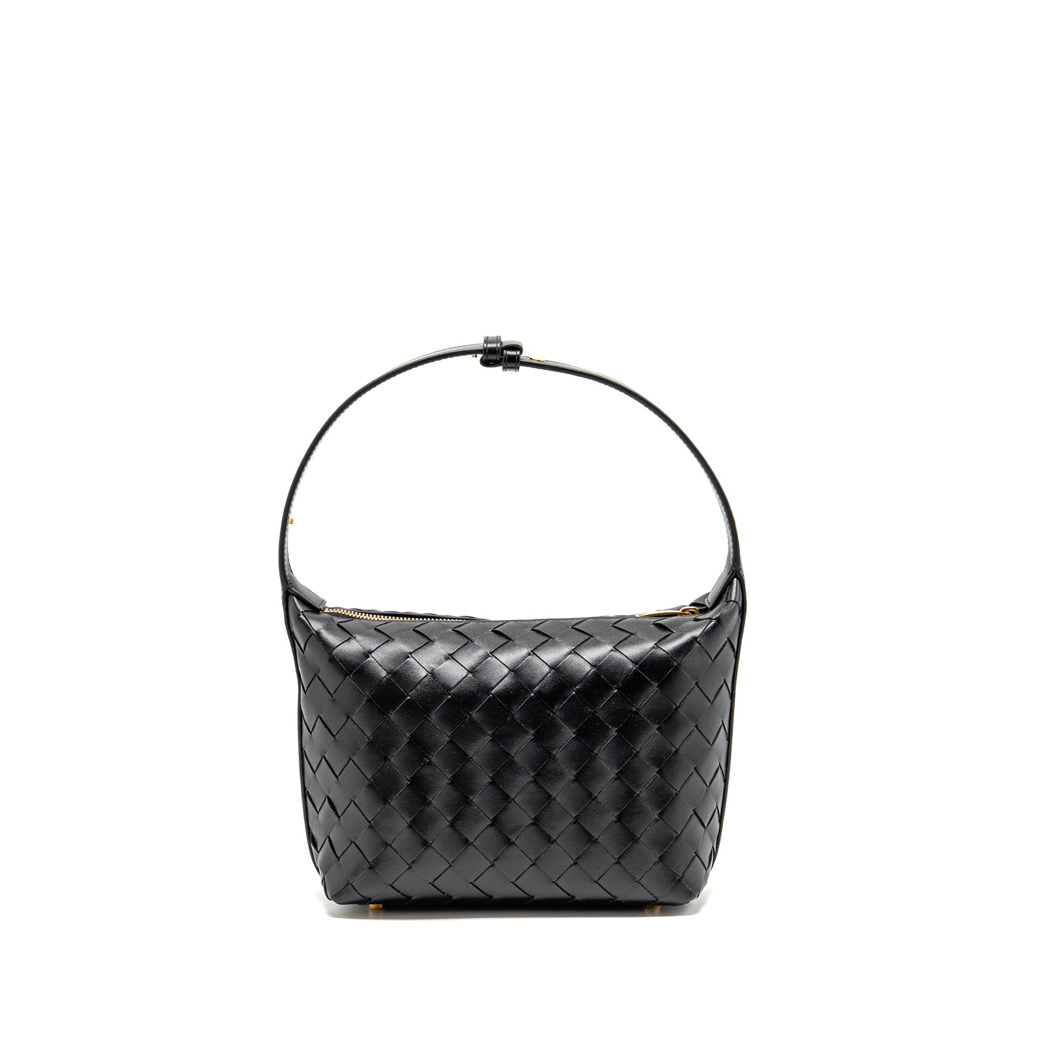 BOTTEGA VENETA MINI WALLACE SHOULDER BAG CALFSKIN BLACK GHW