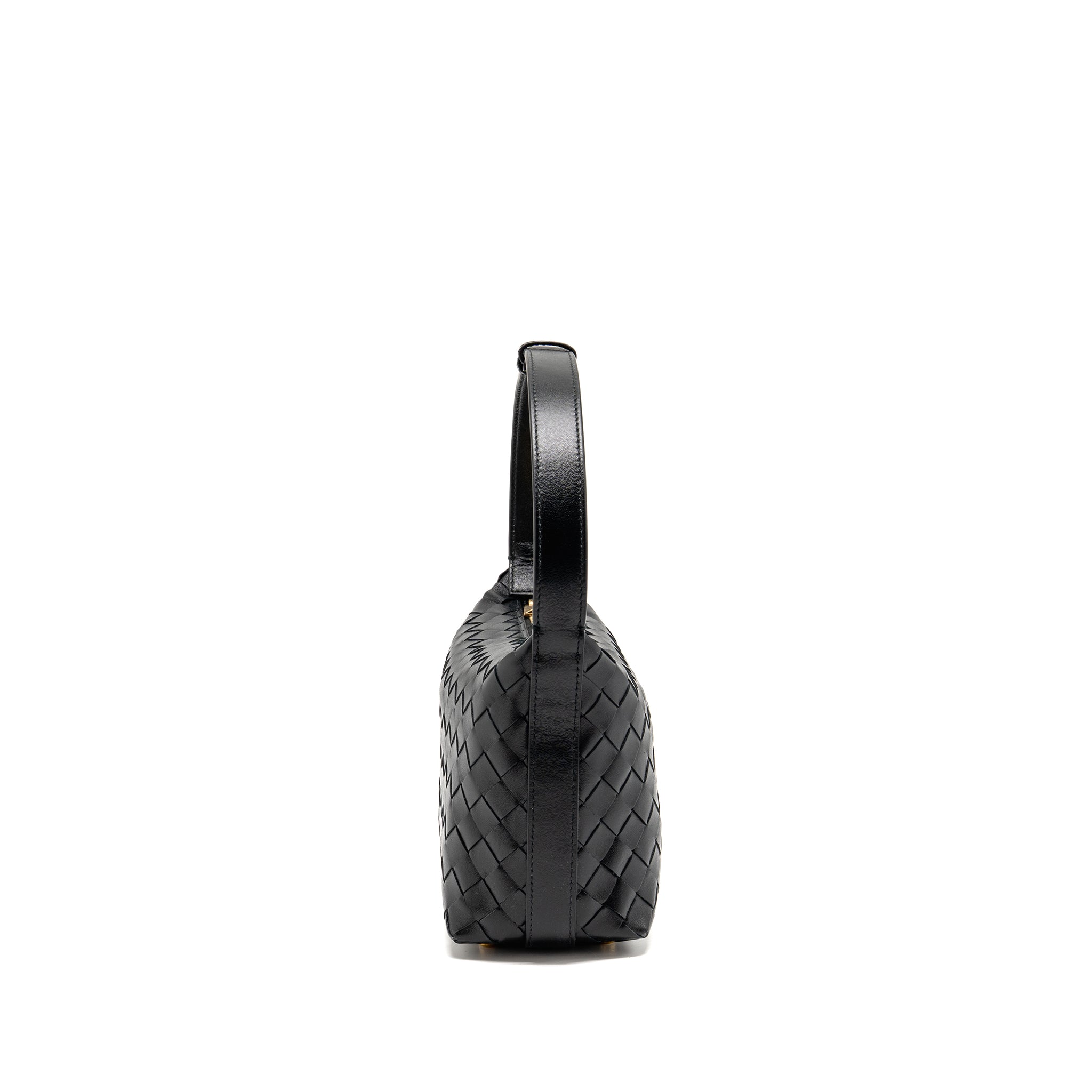BOTTEGA VENETA MINI WALLACE SHOULDER BAG CALFSKIN BLACK GHW