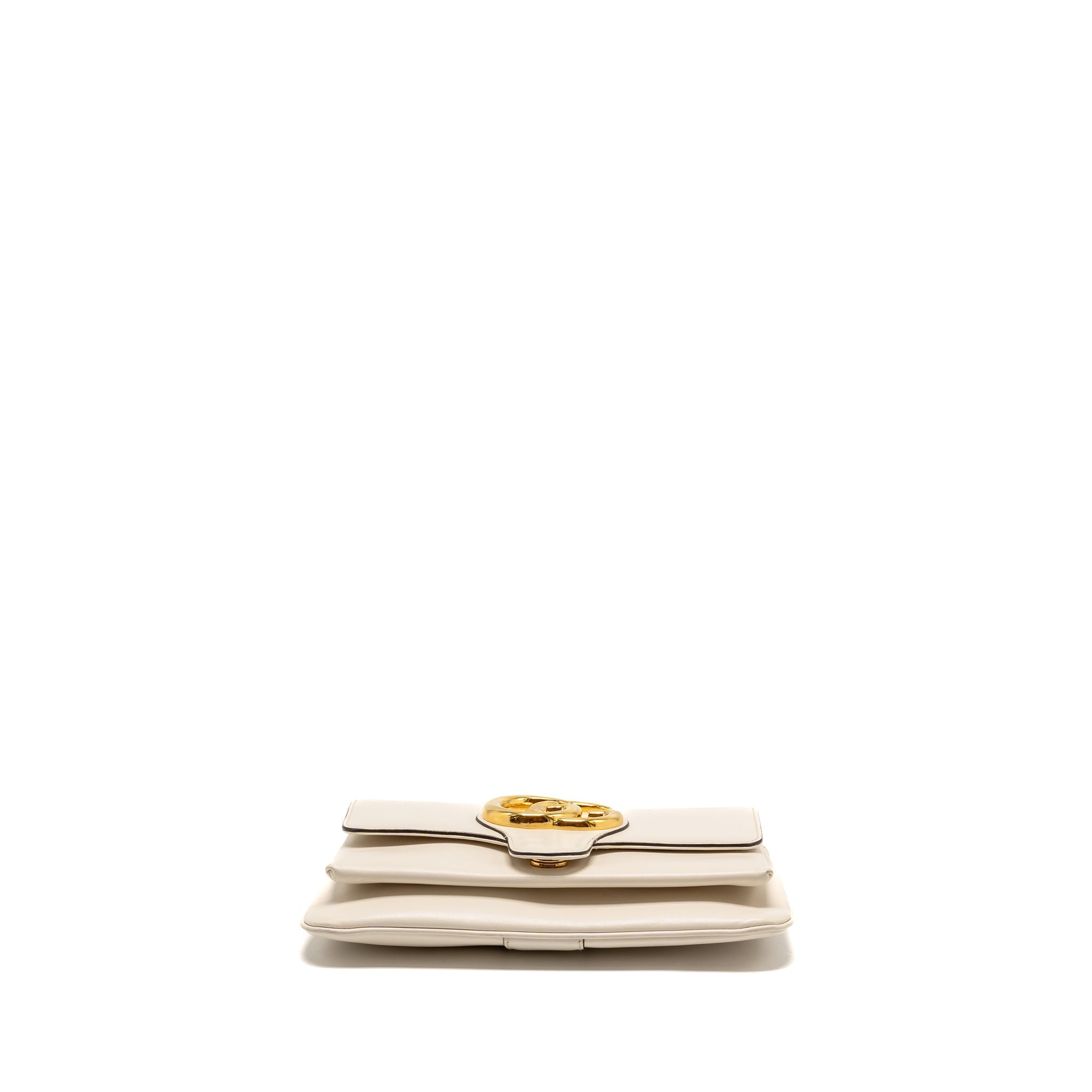 GUCCI SMALL ARLI FLAP BAG CALFSKIN WHITE GHW