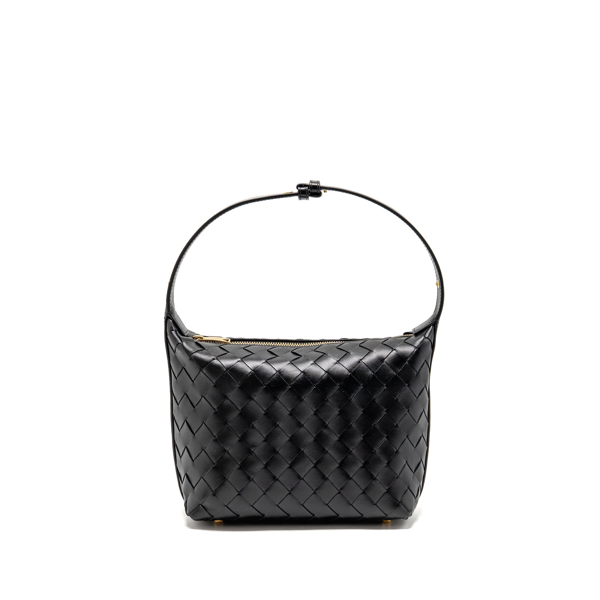 BOTTEGA VENETA MINI WALLACE SHOULDER BAG CALFSKIN BLACK GHW