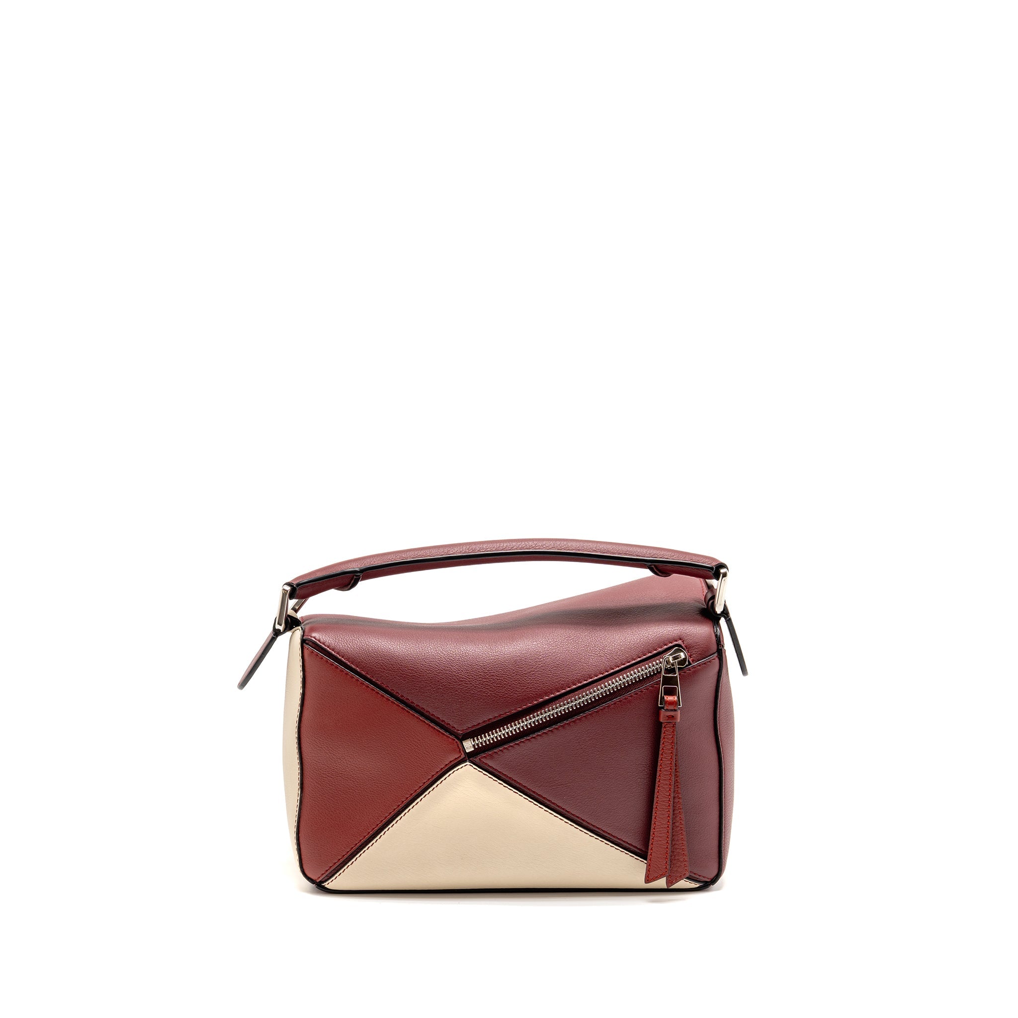 LOEWE SMALL PUZZLE BAG GRAINED CALFSKIN BURGUNDY / MULTICOLOUR SHW