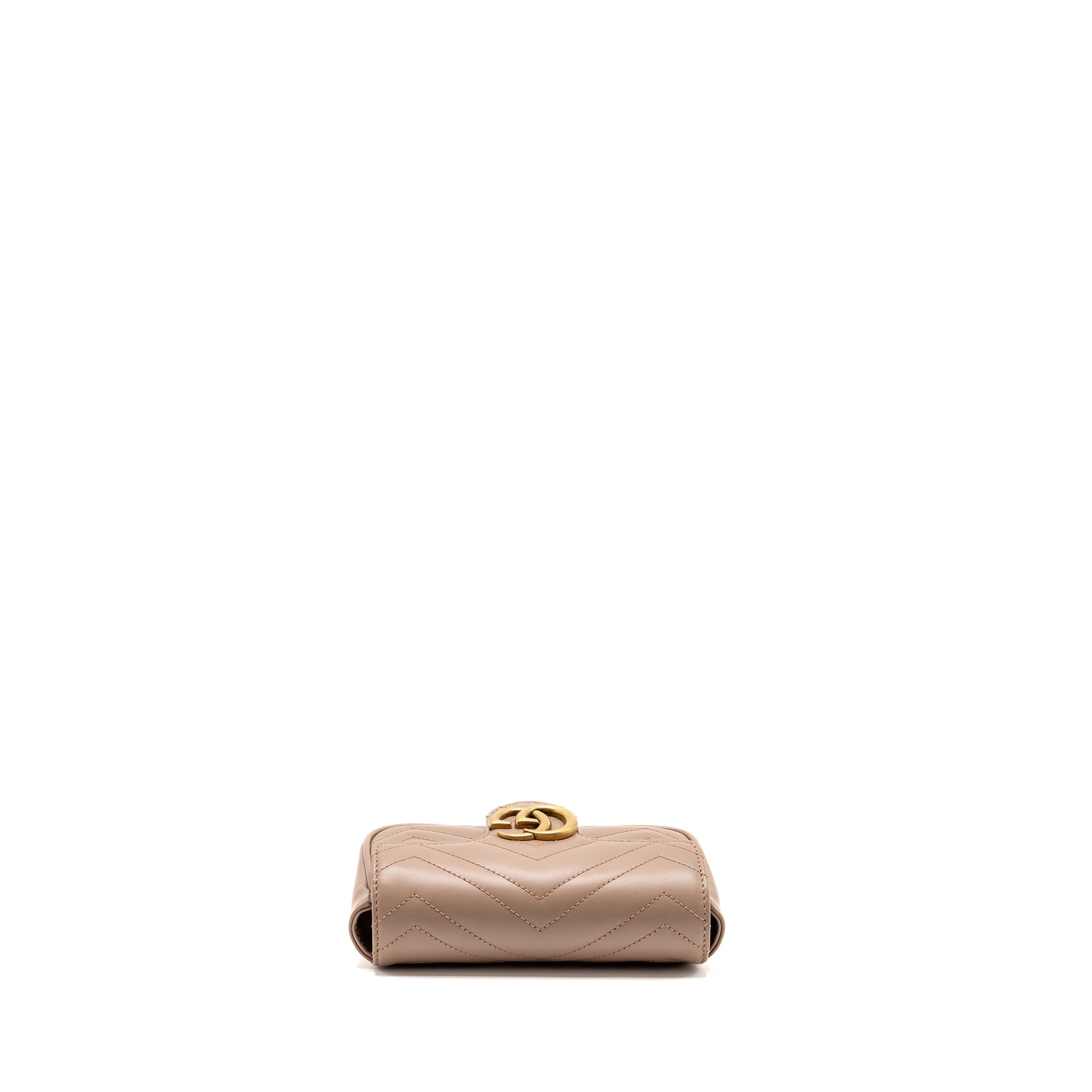 GUCCI GG MARMONT MINI BAG CHEVRON LEATHER BEIGE GHW