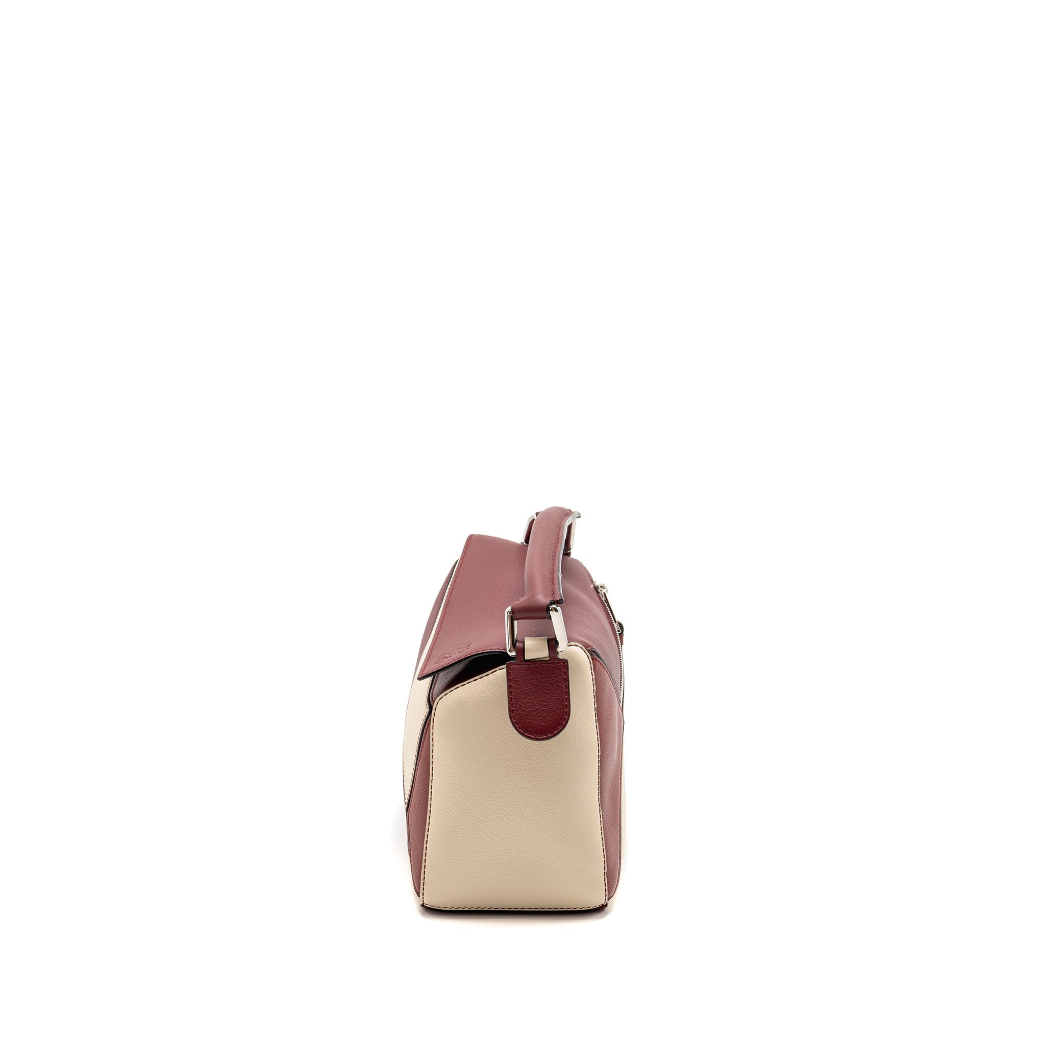 LOEWE SMALL PUZZLE BAG GRAINED CALFSKIN BURGUNDY / MULTICOLOUR SHW