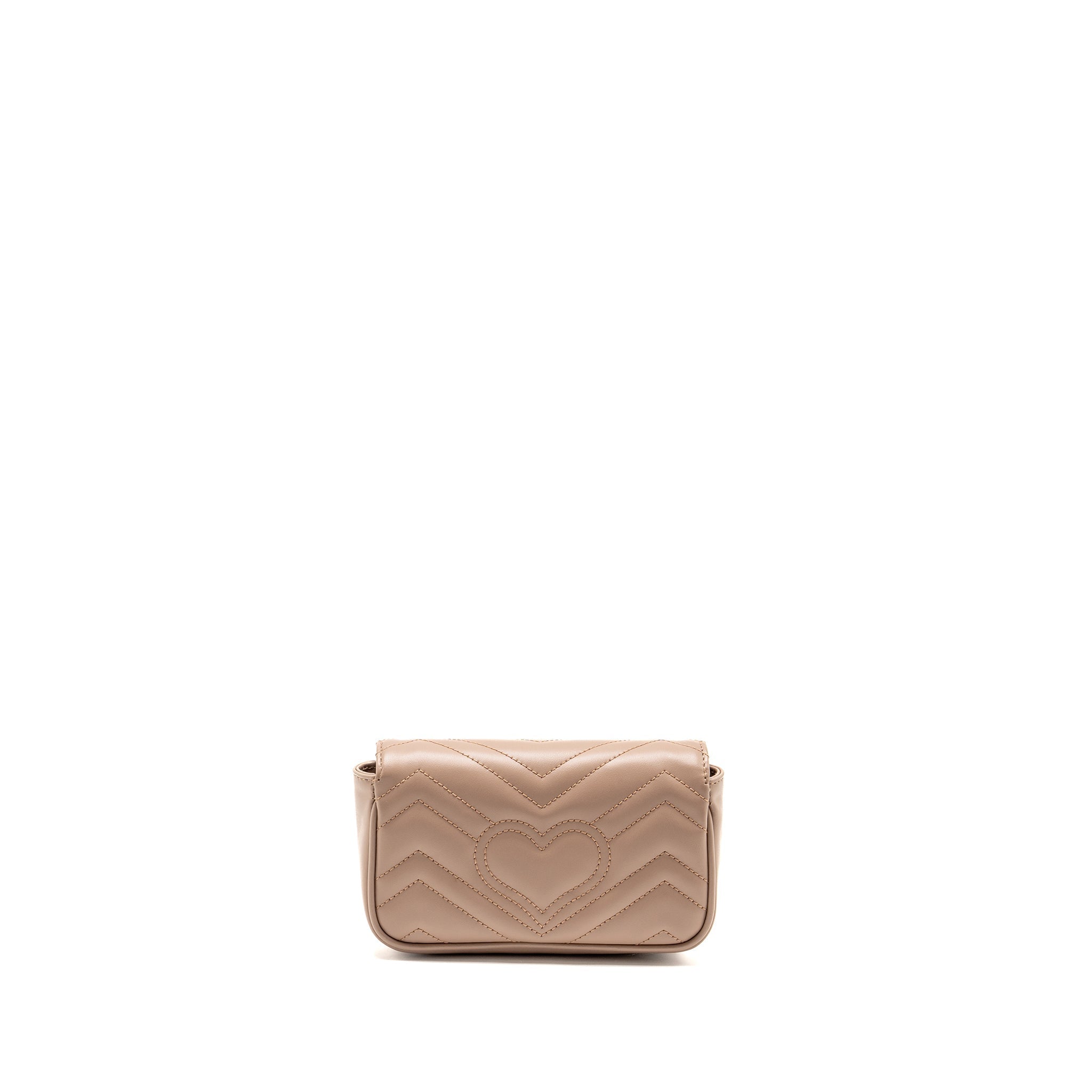 GUCCI GG MARMONT MINI BAG CHEVRON LEATHER BEIGE GHW