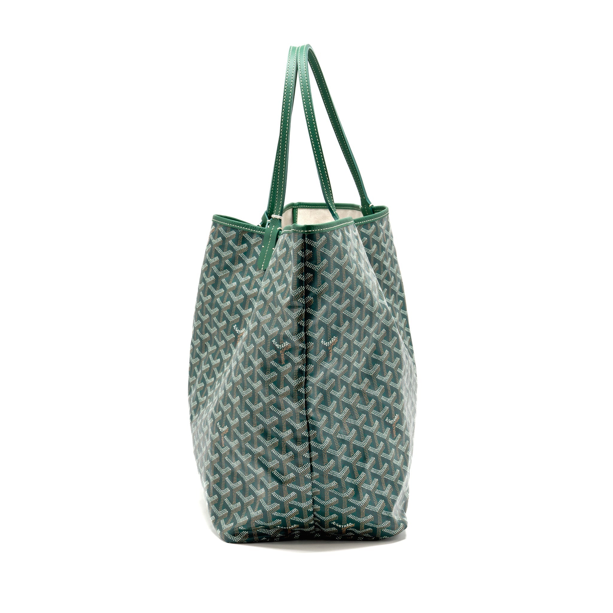 GOYARD SAINT LOUIS GM TOTE GOYARDINE CANVAS/CALFSKIN GREEN SHW