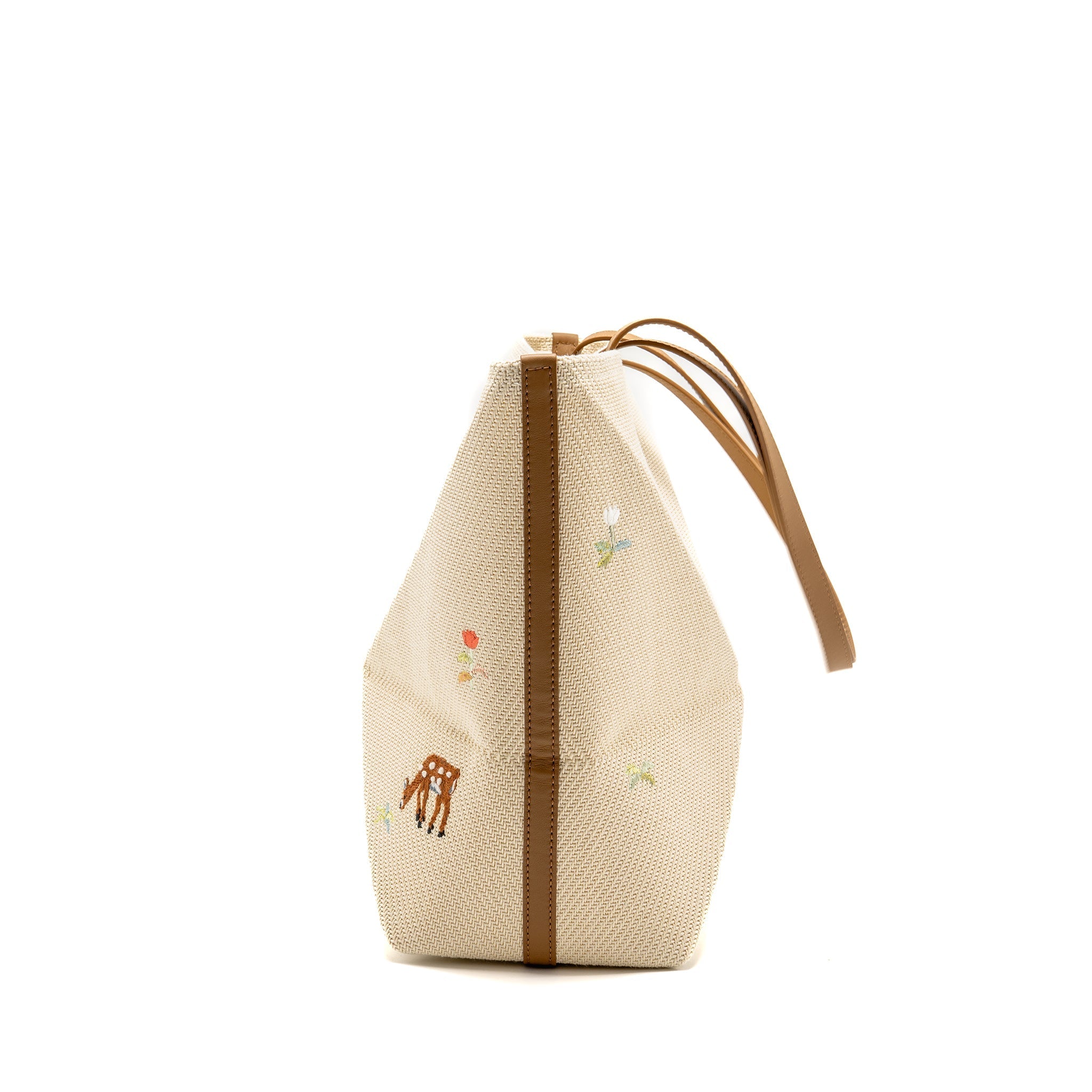 LOEWE SUNA FUJITA LIMITED EDITION MEDIUM PUZZLE FOLD TOTE BAG CANVAS/LEATHER BEIGE/MULTICOLOUR