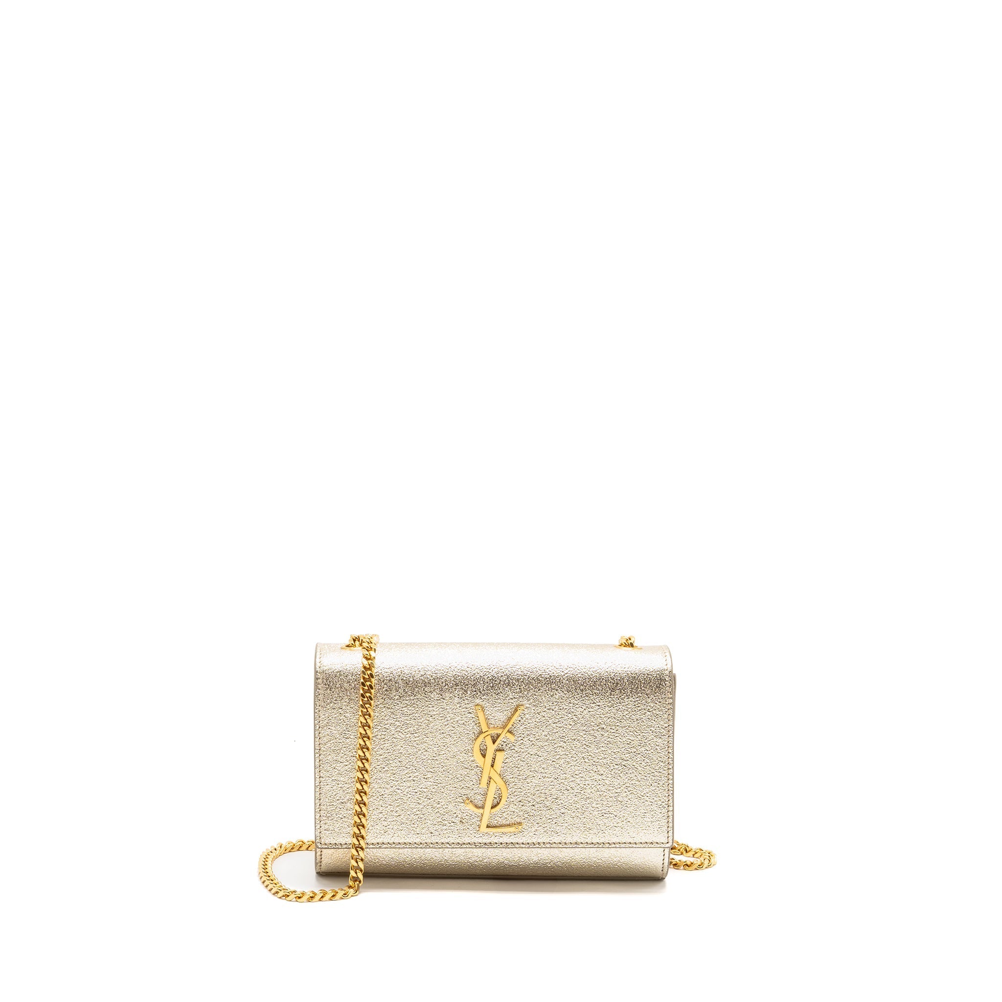 SAINT LAURENT/YSL SMALL KATE BAG GRAINED CALFSKIN GOLD GHW
