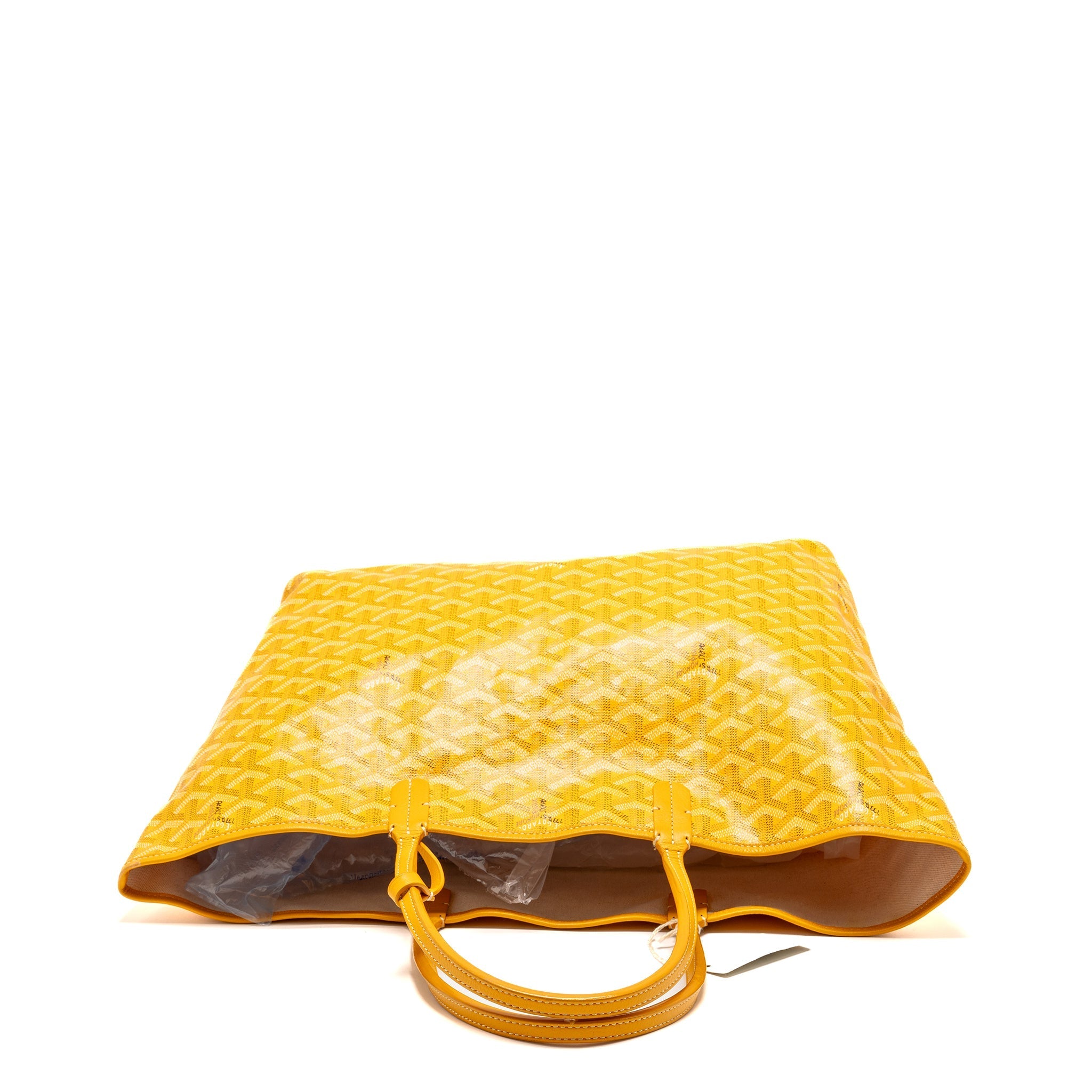 GOYARD SAINT LOUIS PM TOTE BAG GOYARDINE CANVAS/CALFSKIN LEATHER YELLOW SHW