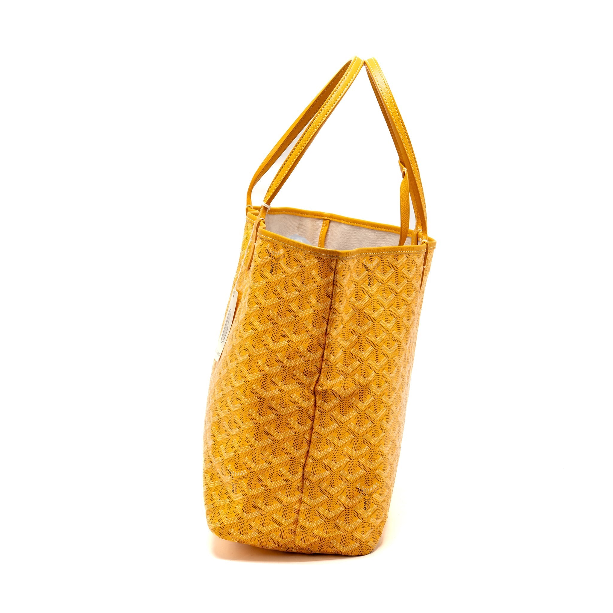 GOYARD SAINT LOUIS PM TOTE BAG GOYARDINE CANVAS/CALFSKIN LEATHER YELLOW SHW