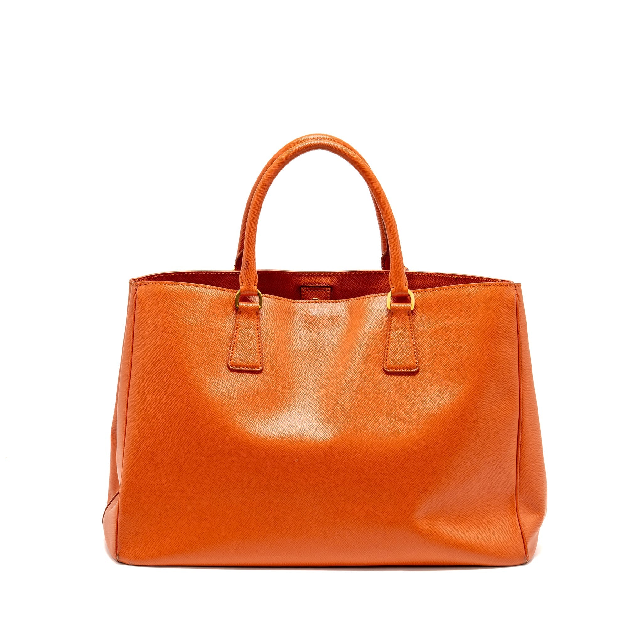 PRADA LARGE SAFFIANO TOTE BAG LEATHER ORANGE GHW