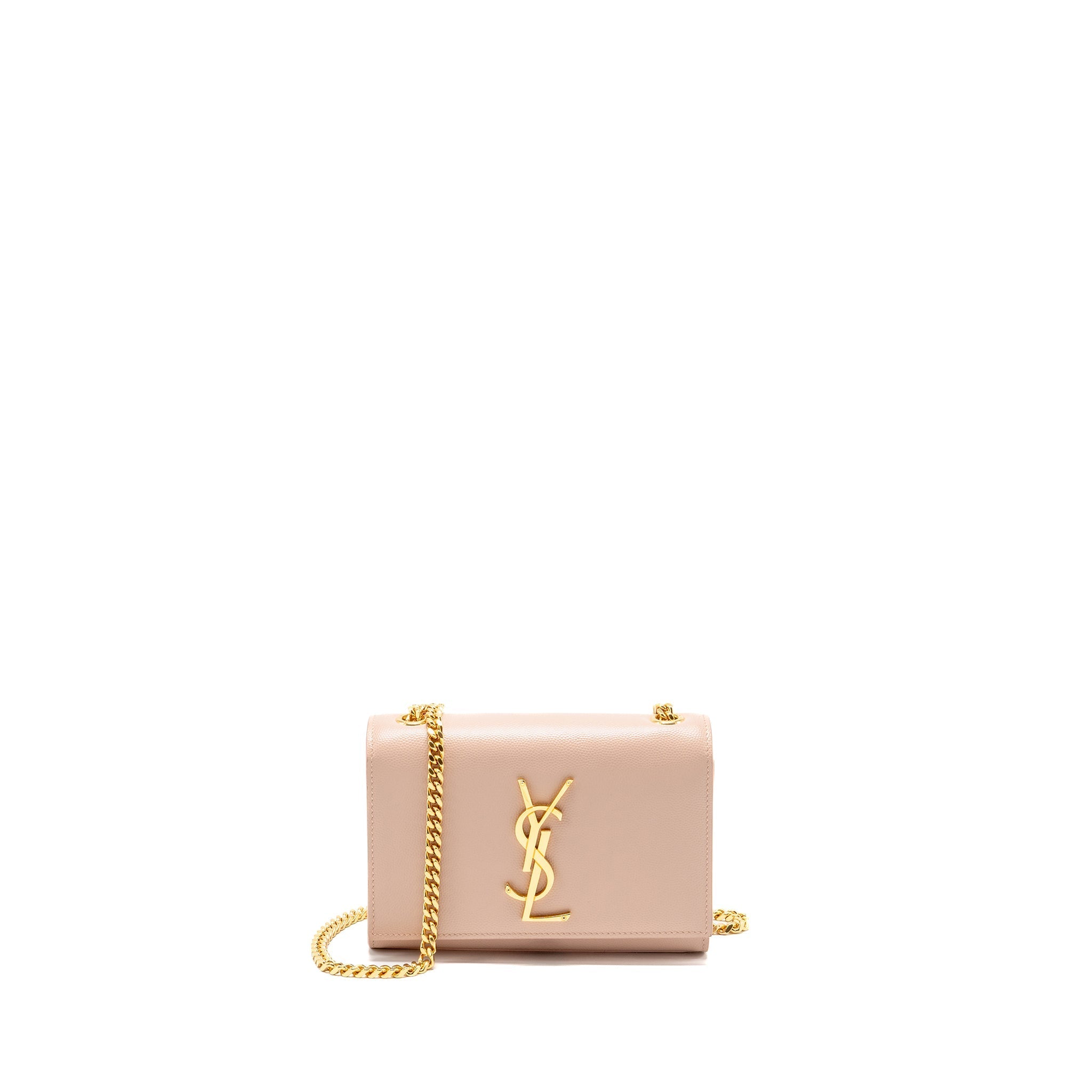 SAINT LAURENT/YSL SMALL SHOULDER BAG GRAINED CALFSKIN PALE PINK GHW