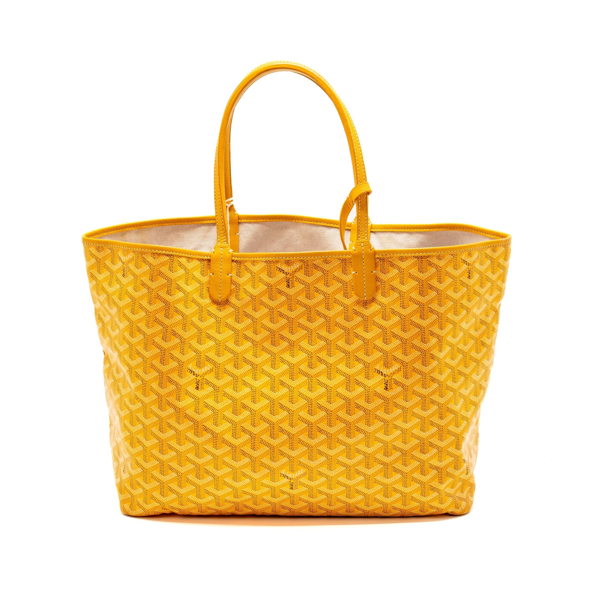GOYARD SAINT LOUIS PM TOTE BAG GOYARDINE CANVAS/CALFSKIN LEATHER YELLOW SHW