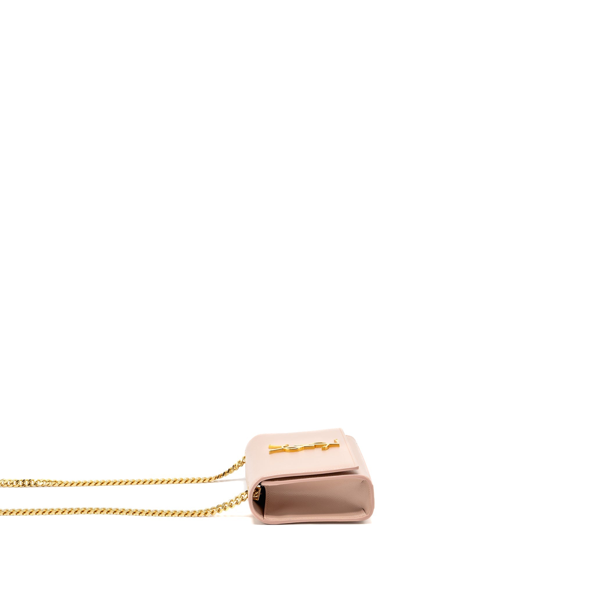 SAINT LAURENT/YSL SMALL SHOULDER BAG GRAINED CALFSKIN PALE PINK GHW