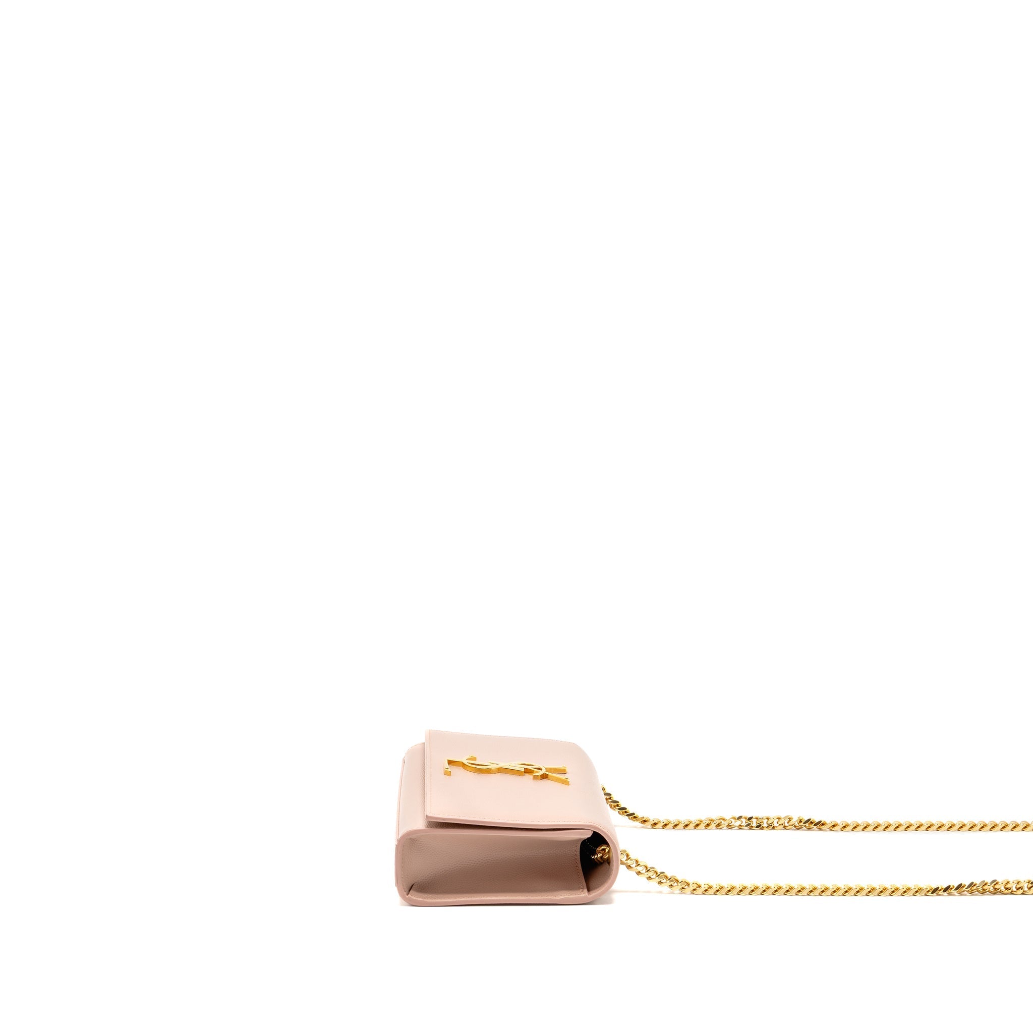 SAINT LAURENT/YSL SMALL SHOULDER BAG GRAINED CALFSKIN PALE PINK GHW