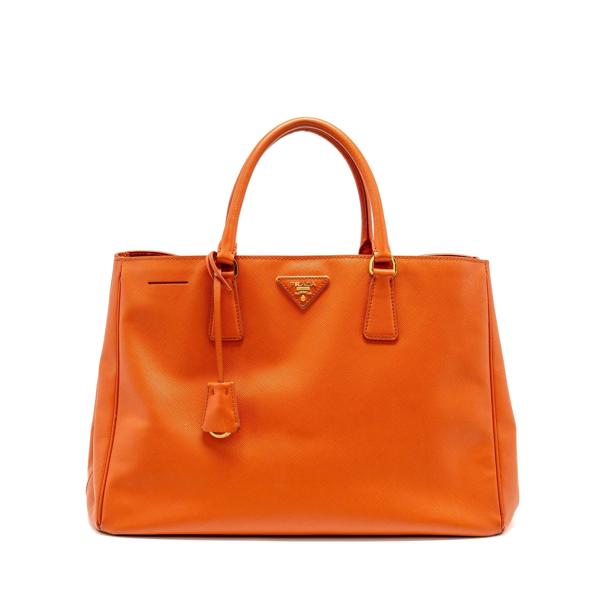 PRADA LARGE SAFFIANO TOTE BAG LEATHER ORANGE GHW