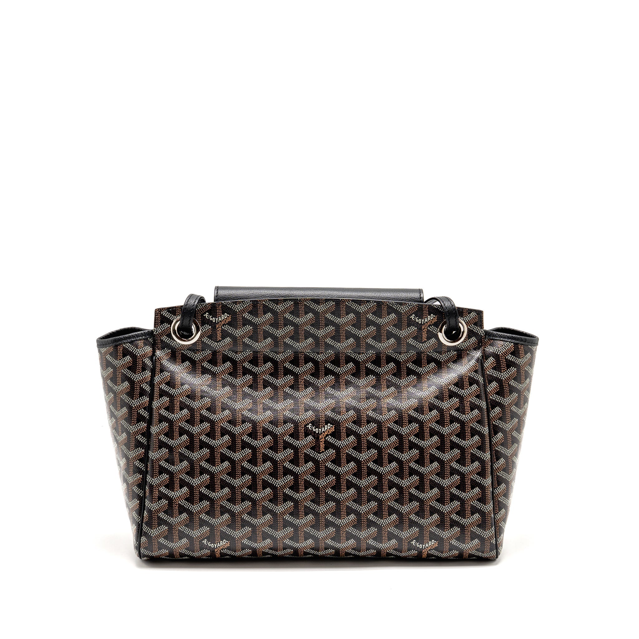 GOYARD ROUETTE TOTE BAG GOYARDLINE CANVAS/CALFSKIN BLACK SHW