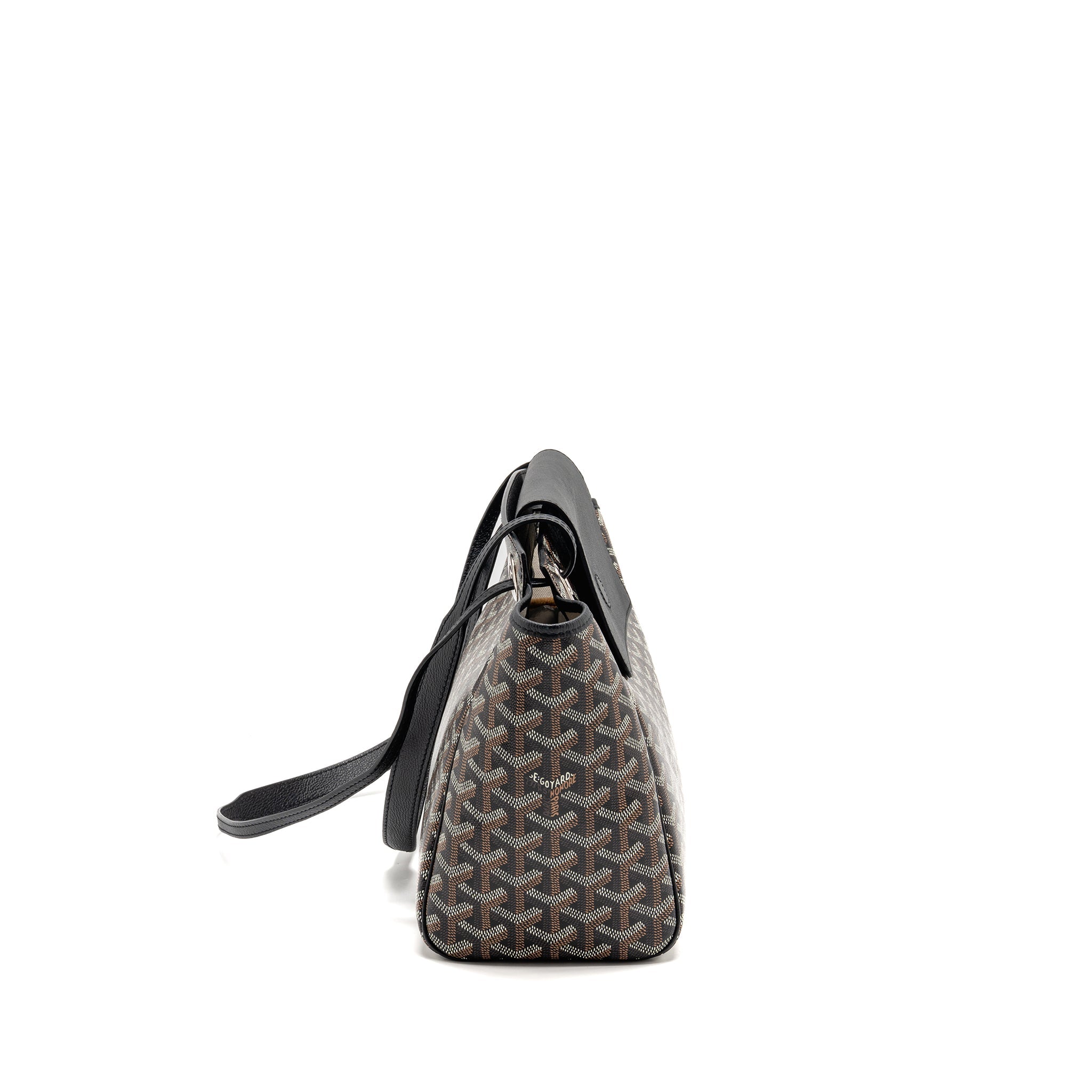 GOYARD ROUETTE TOTE BAG GOYARDLINE CANVAS/CALFSKIN BLACK SHW
