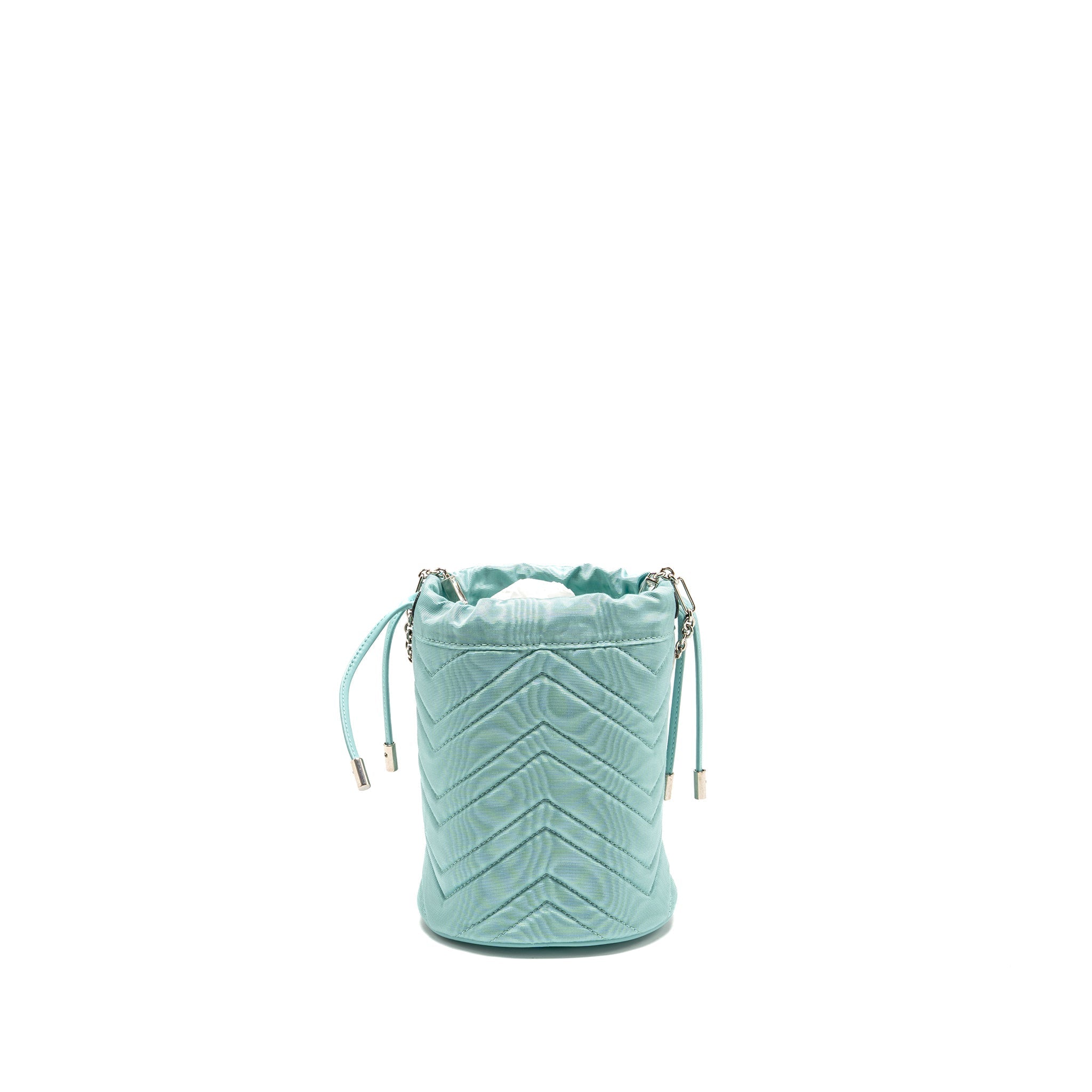 GUCCI GG MARMONT SILK BUCKET CRYSTAL CHAIN BAG FABRIC/ CRYSTAL LIGHT BLUE SHW