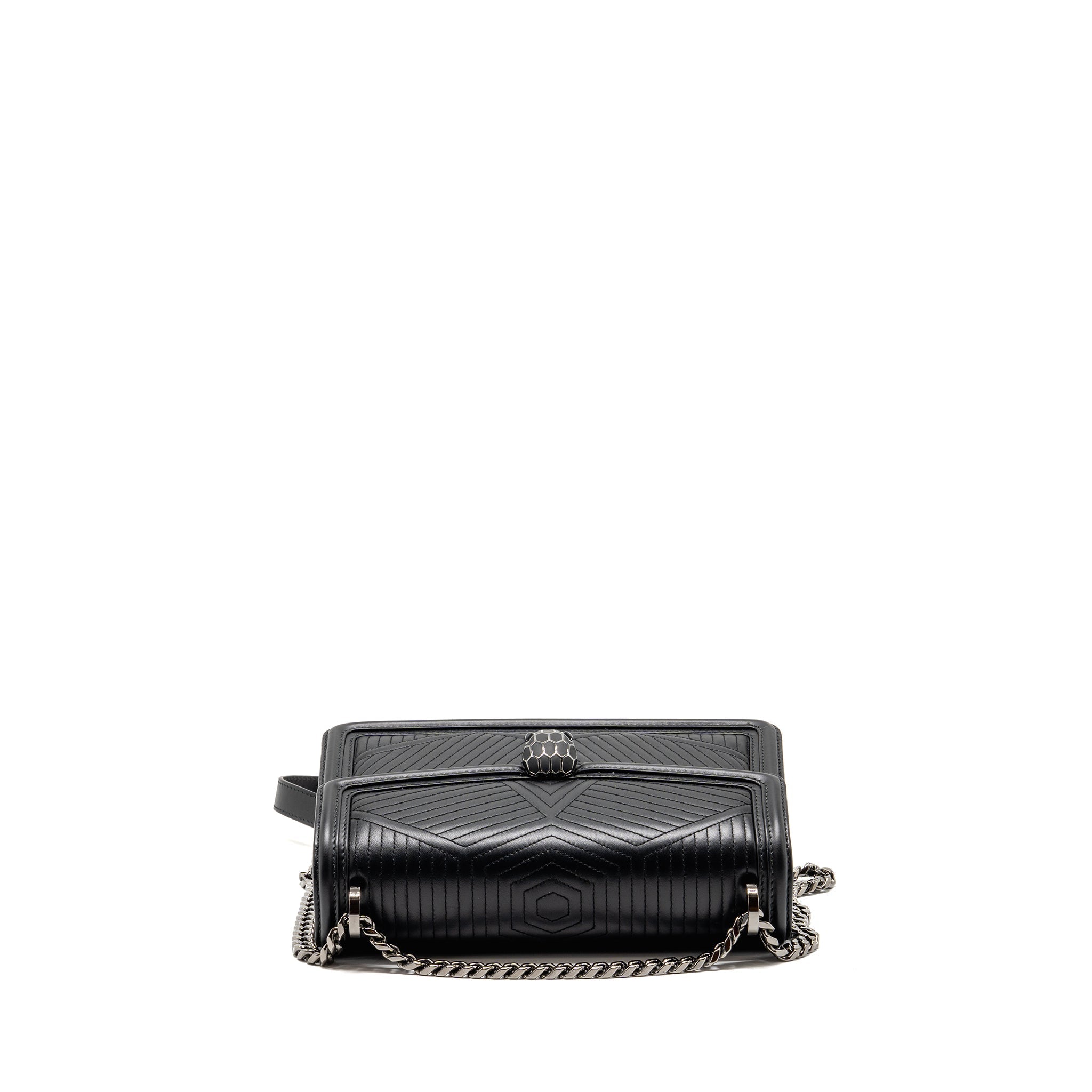 BVLGARI SERPENTI FOREVER FLAP BAG CALFSKIN BLACK RUTHENIUM HARDWARE