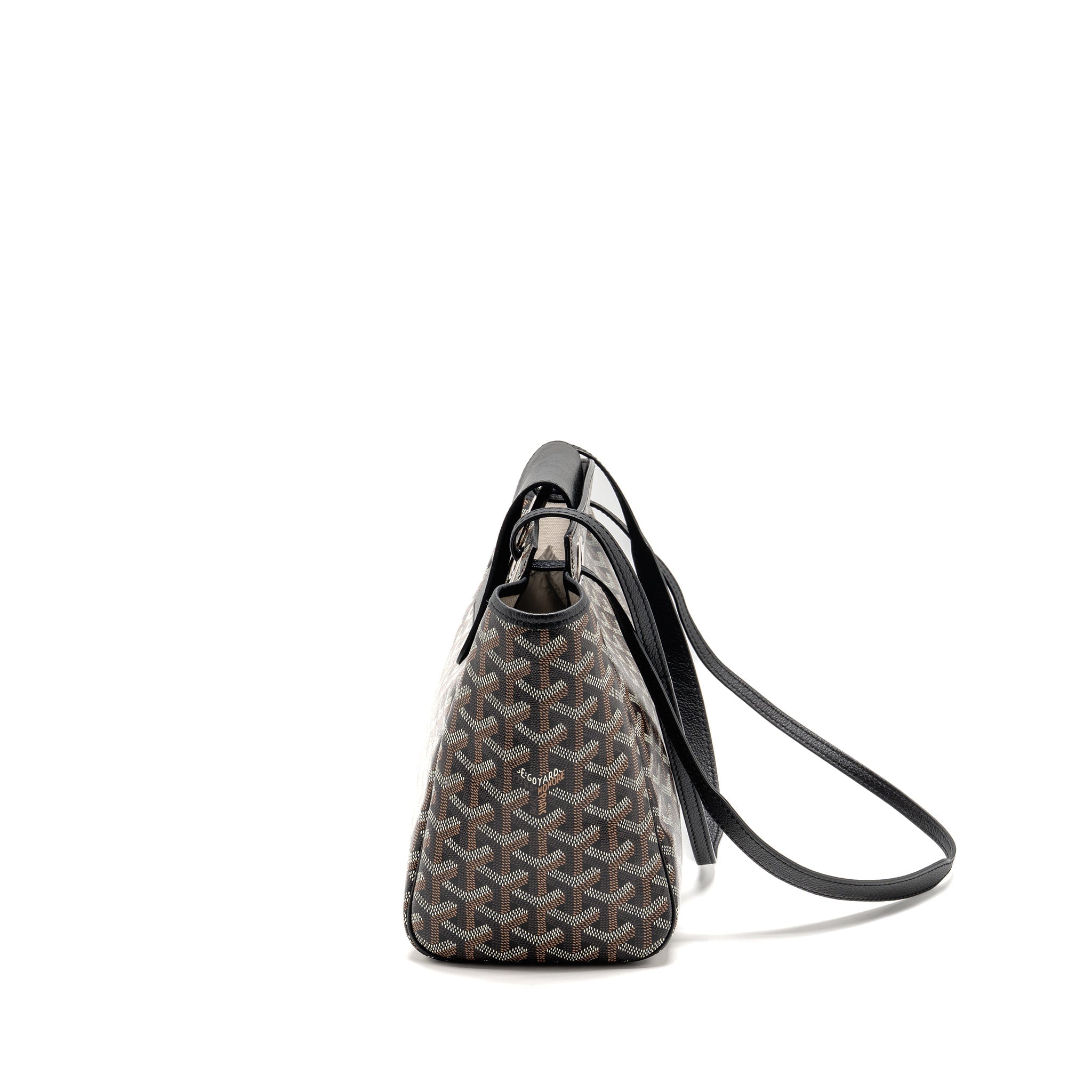 GOYARD ROUETTE TOTE BAG GOYARDLINE CANVAS/CALFSKIN BLACK SHW