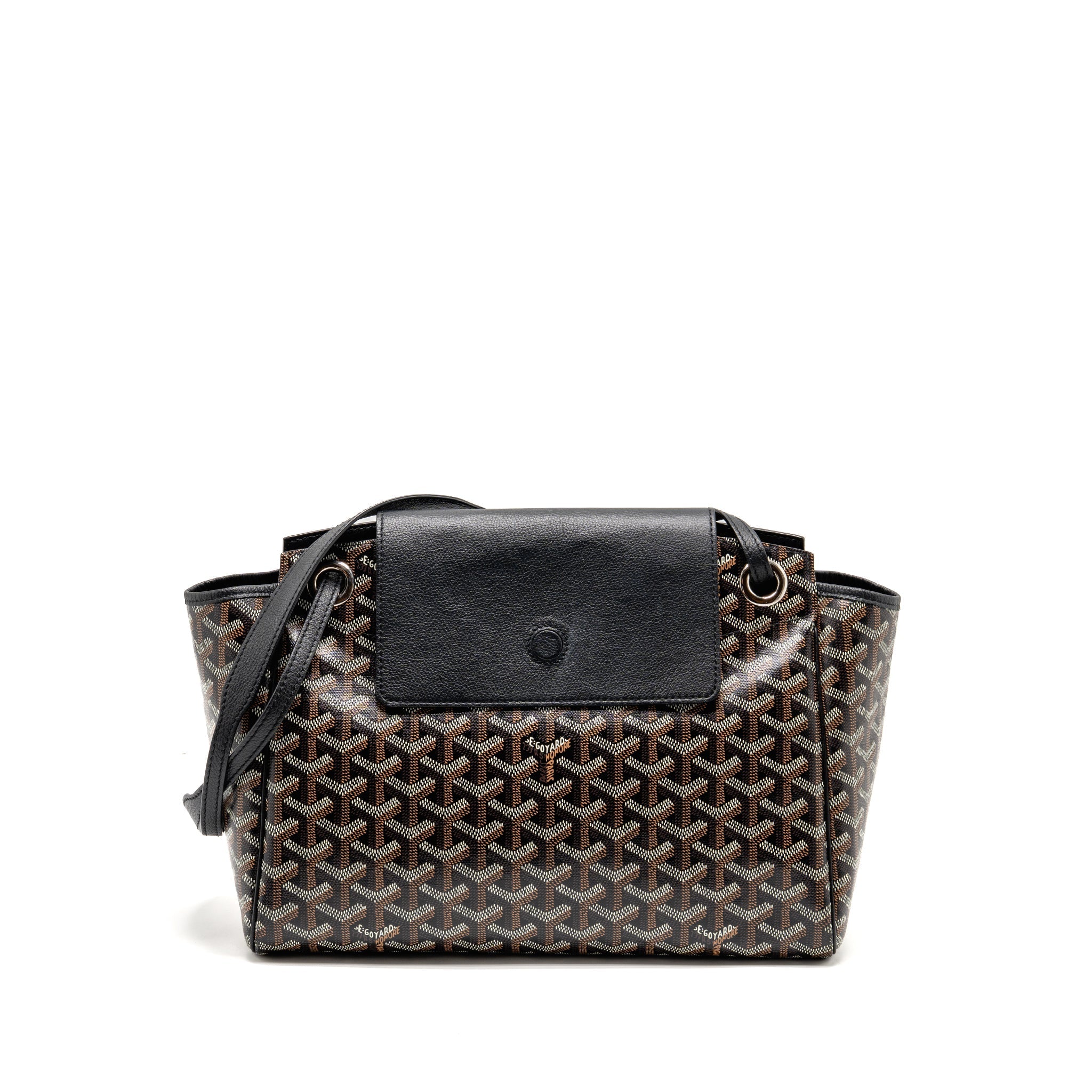 GOYARD ROUETTE TOTE BAG GOYARDLINE CANVAS/CALFSKIN BLACK SHW