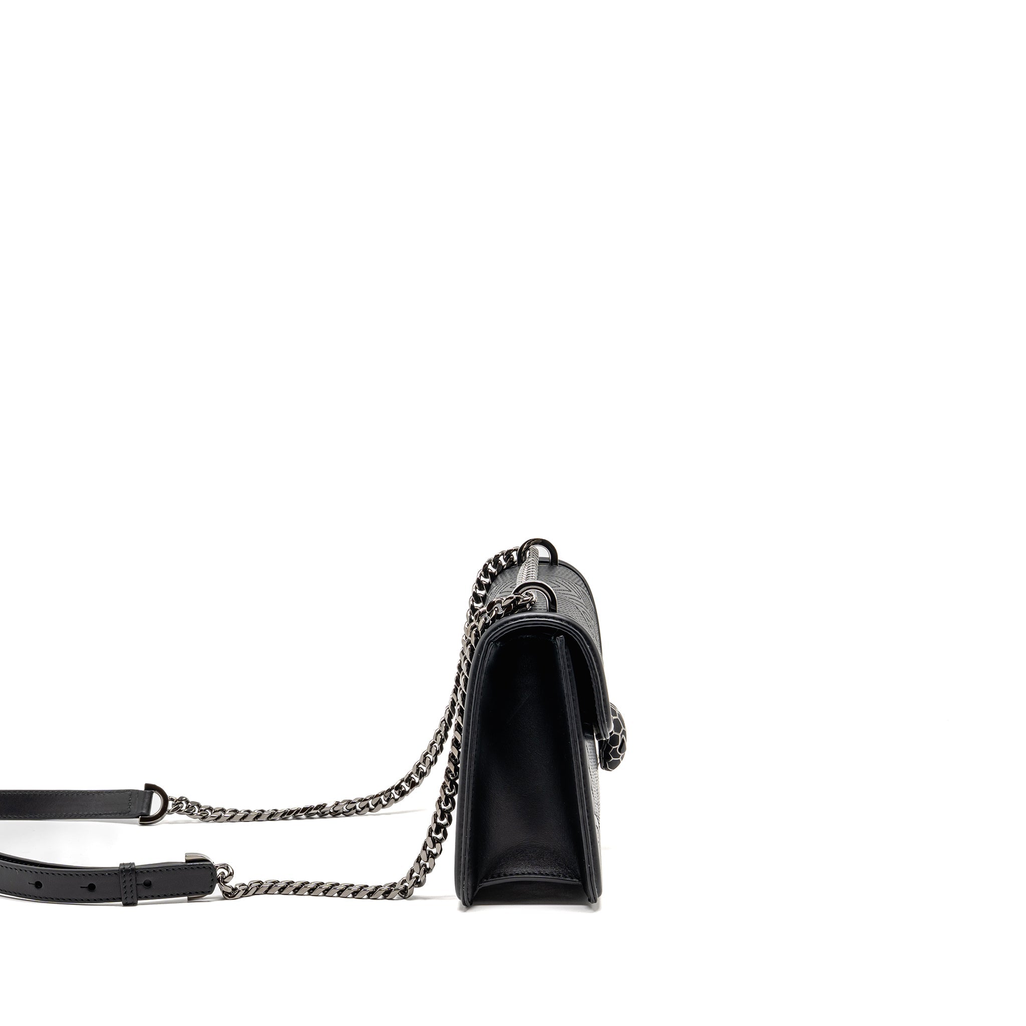 BVLGARI SERPENTI FOREVER FLAP BAG CALFSKIN BLACK RUTHENIUM HARDWARE