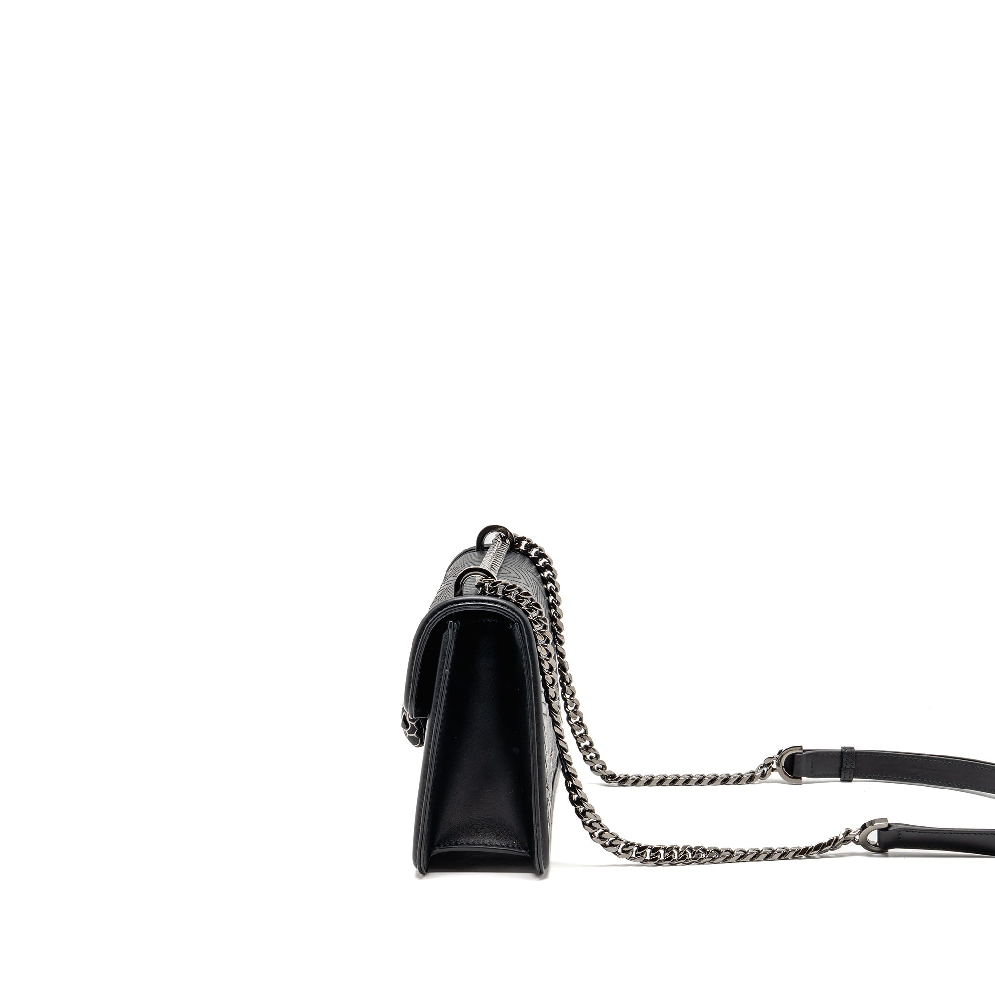BVLGARI SERPENTI FOREVER FLAP BAG CALFSKIN BLACK RUTHENIUM HARDWARE