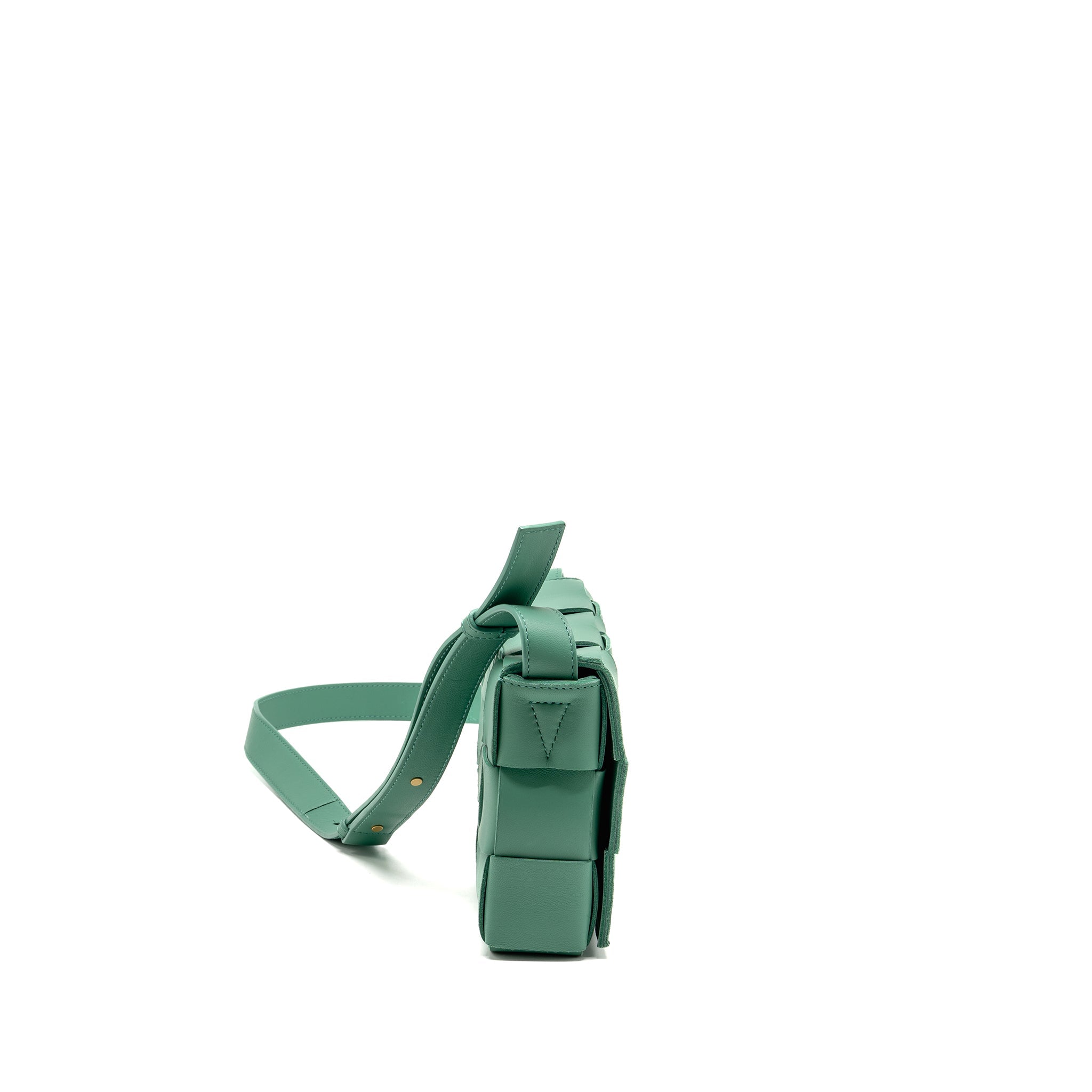BOTTEGA VENETA CASSETTE BAG LAMBSKIN GREEN GHW