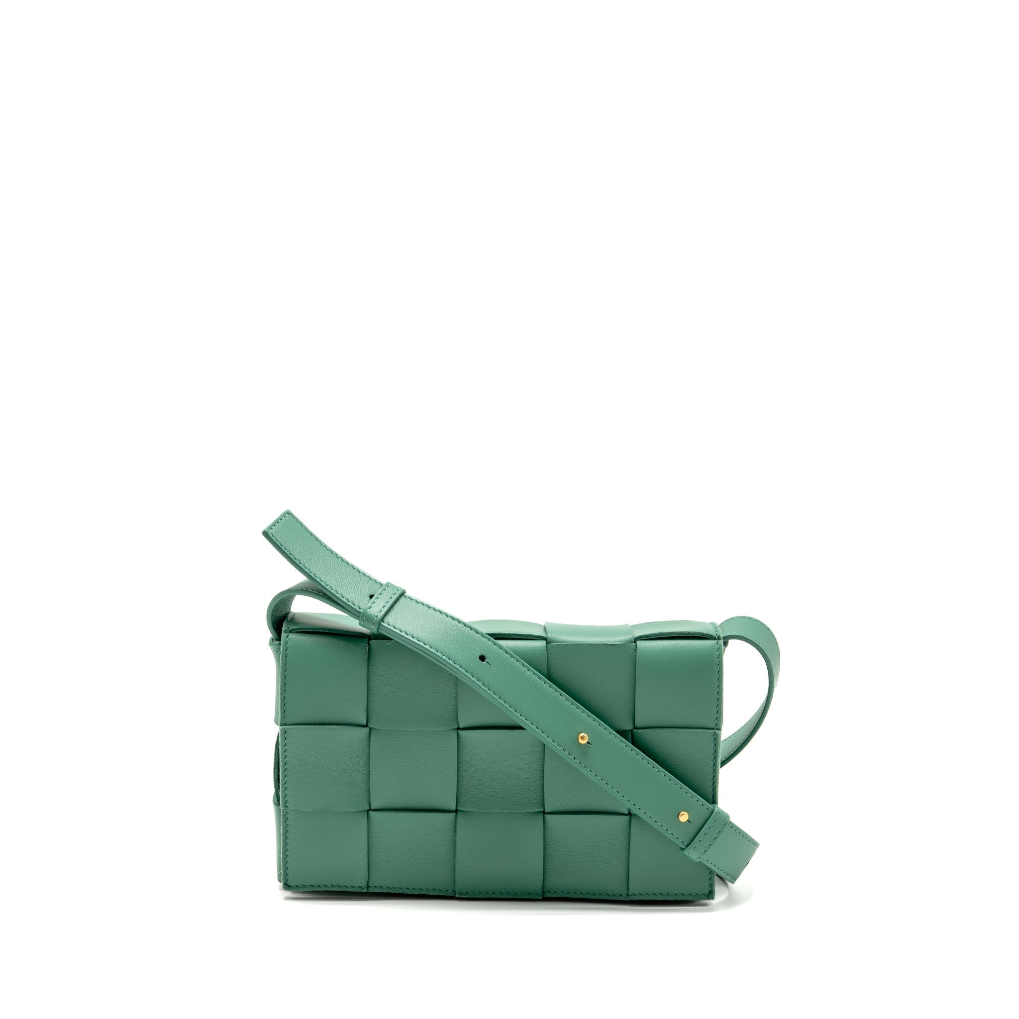 BOTTEGA VENETA CASSETTE BAG LAMBSKIN GREEN GHW