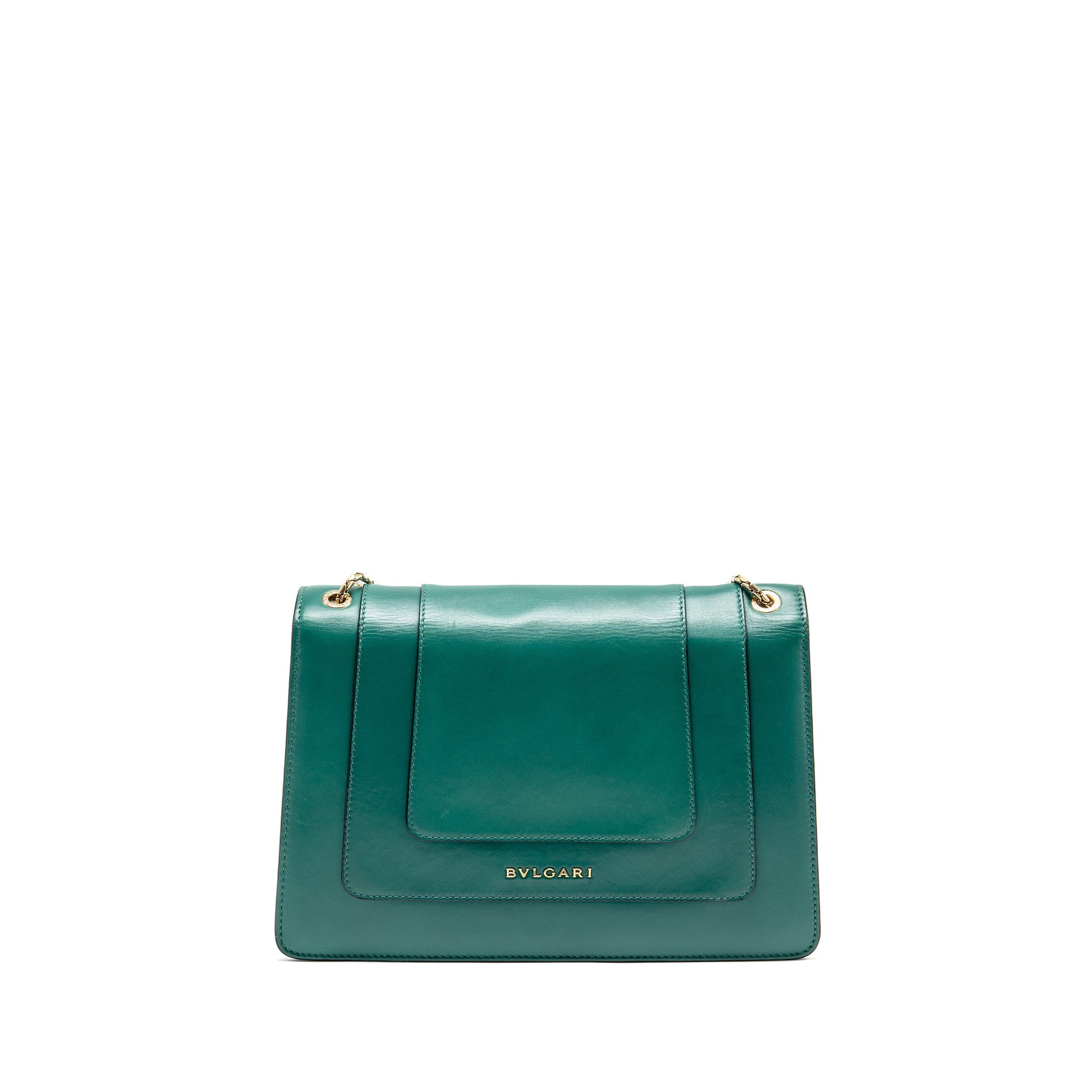 BVLGARI SERPENTI FOREVER FLAP BAG CALFSKIN GREEN LGHW